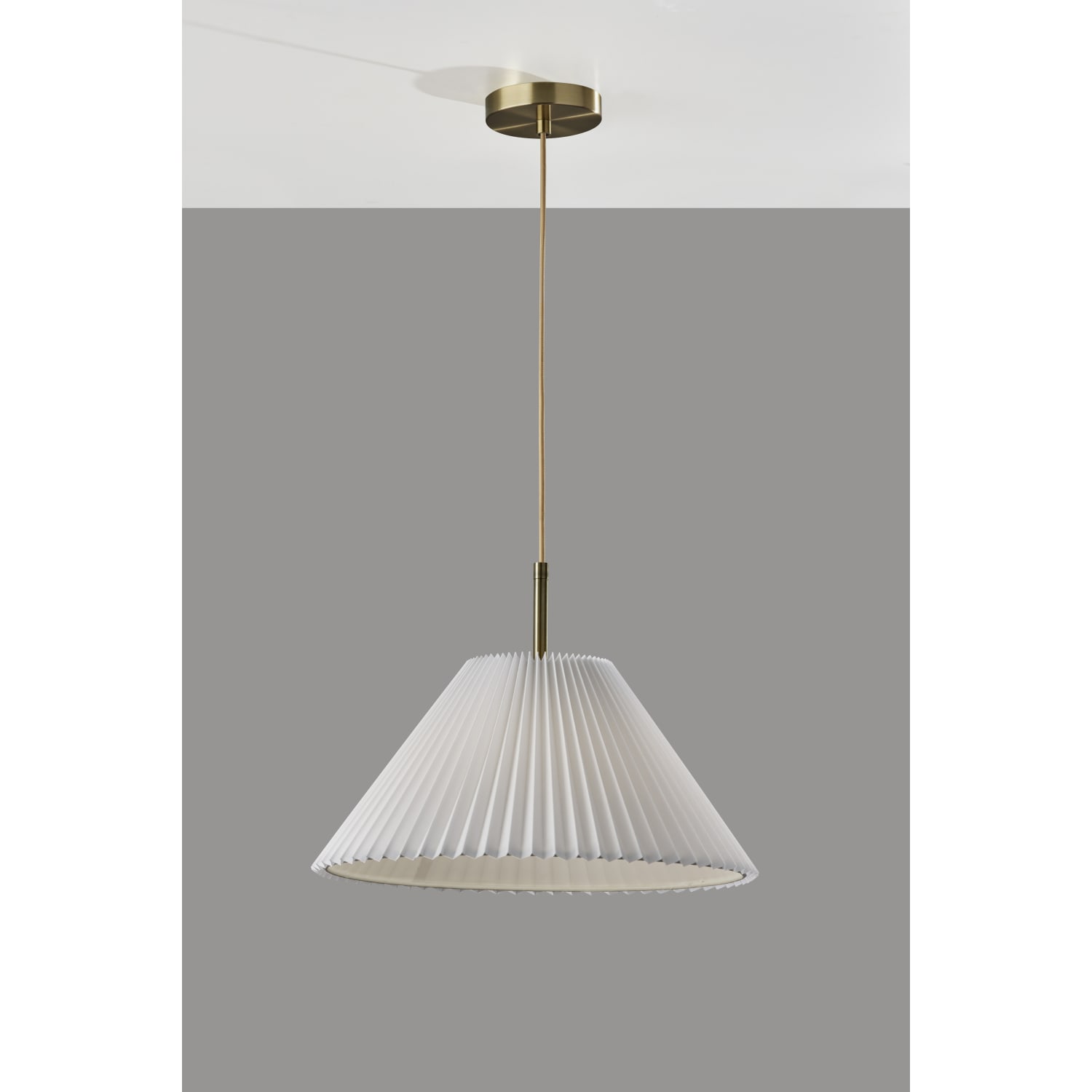 Adesso Scarlet Chandelier Pendant Lamp, 17inW, Off-White Shade/Antique Brass Base - Image 4