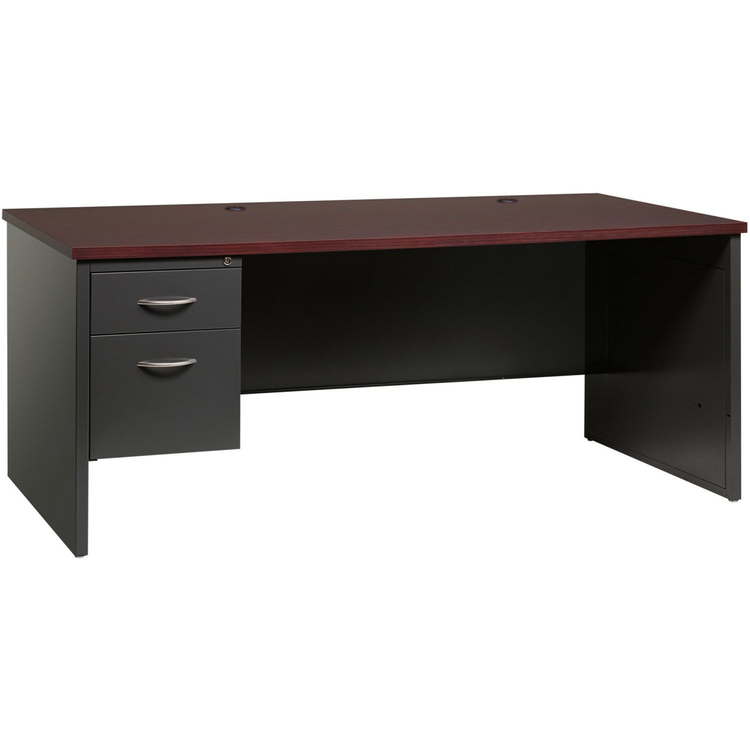 WorkPro Modular 72inW x 36inD Left-Pedestal Computer Desk, Charcoal/Mahogany - Image 6