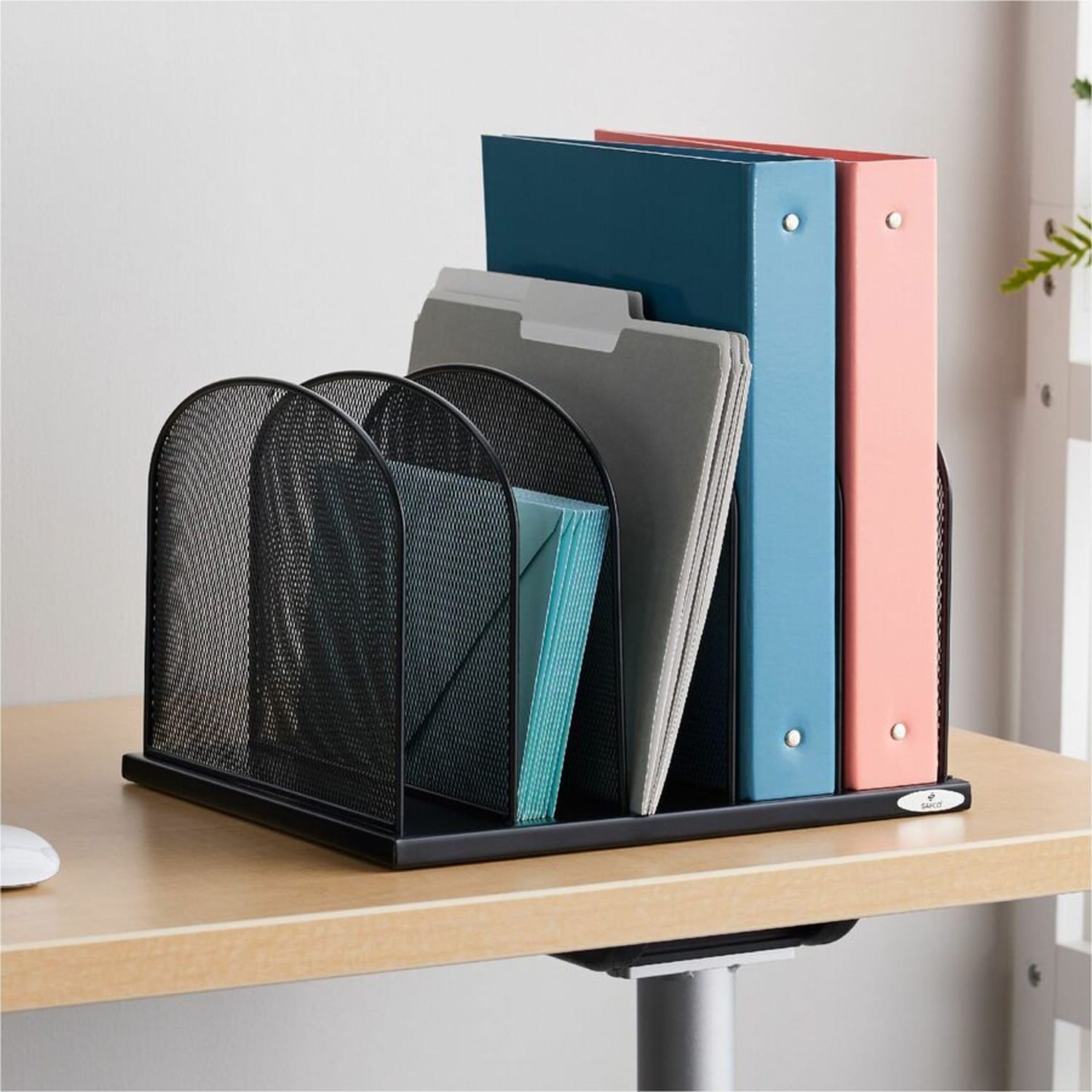 Safco Mesh Desk Organizers - 5 Compartment(s) - 2in - 8.3in Height x 12.5in Width x 11.3in Depth - Desktop - Black - Steel - 1Each - Image 5
