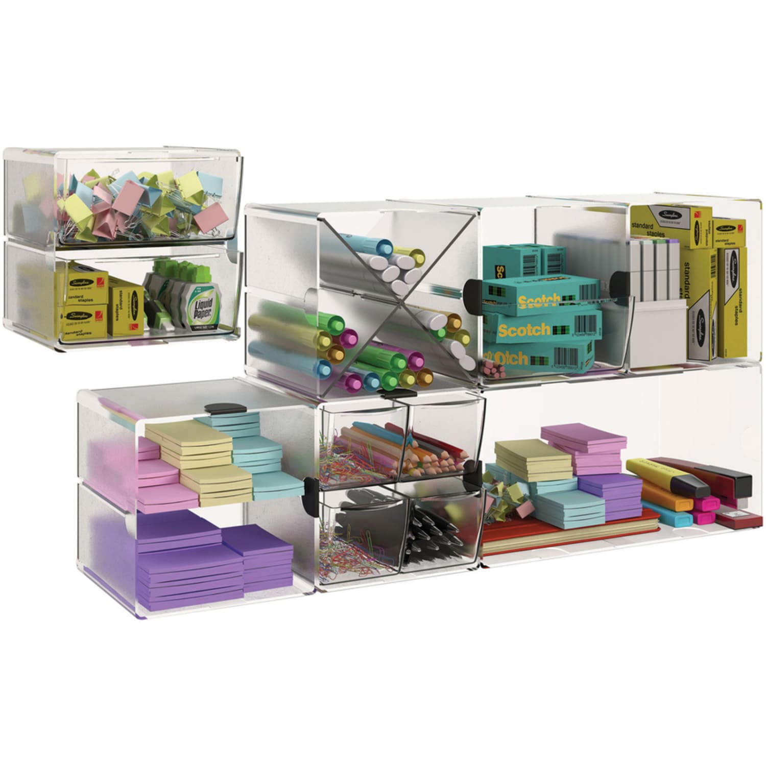 Deflecto Stackable Double Cube, 12inH x 6inW x 6inD, Clear - Image 4