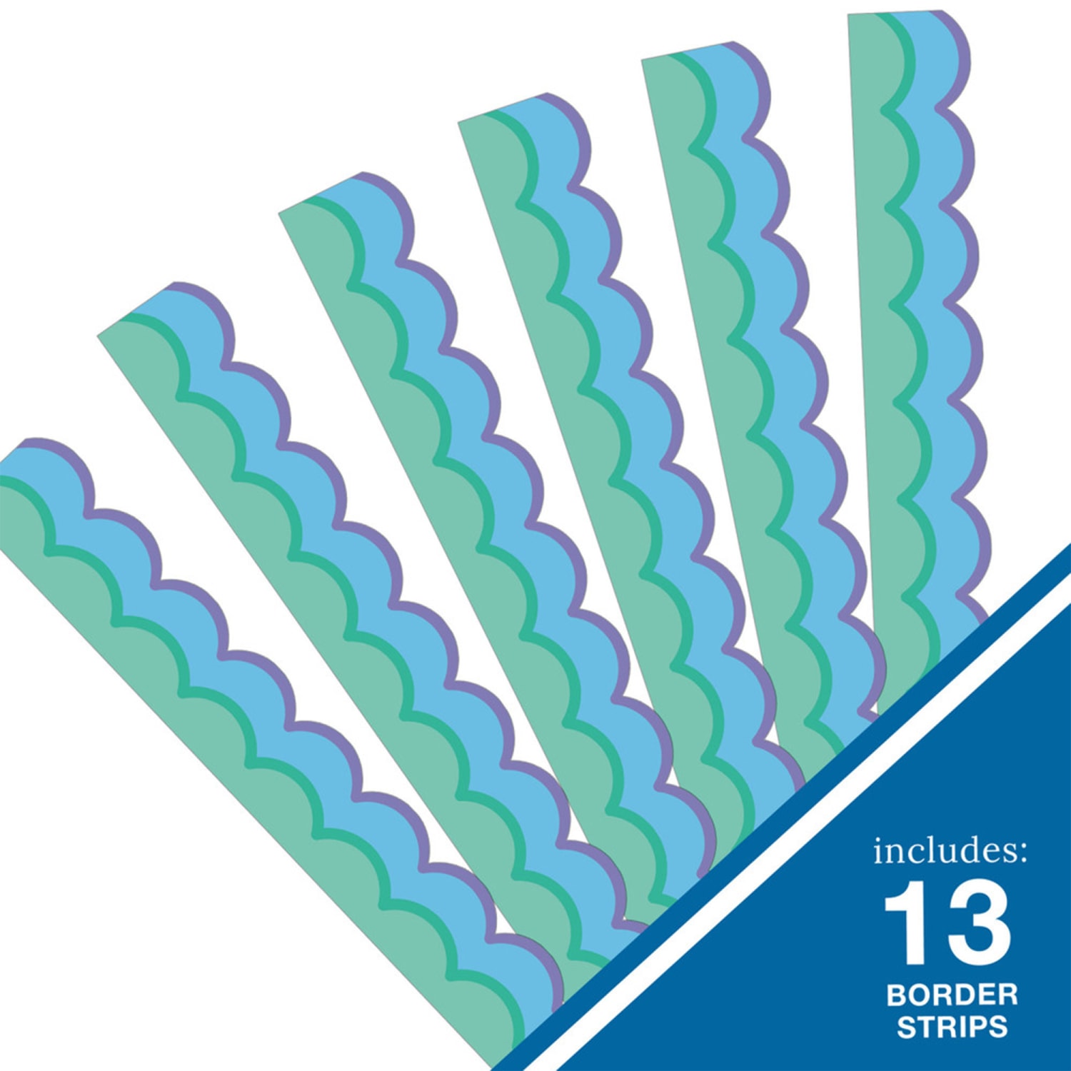 Carson Dellosa Education Scalloped Border, Happily Ever Elementary Retro Remix Cool Waves, 39 Feet Per Pack, Set Of 6 Packs - Image 5