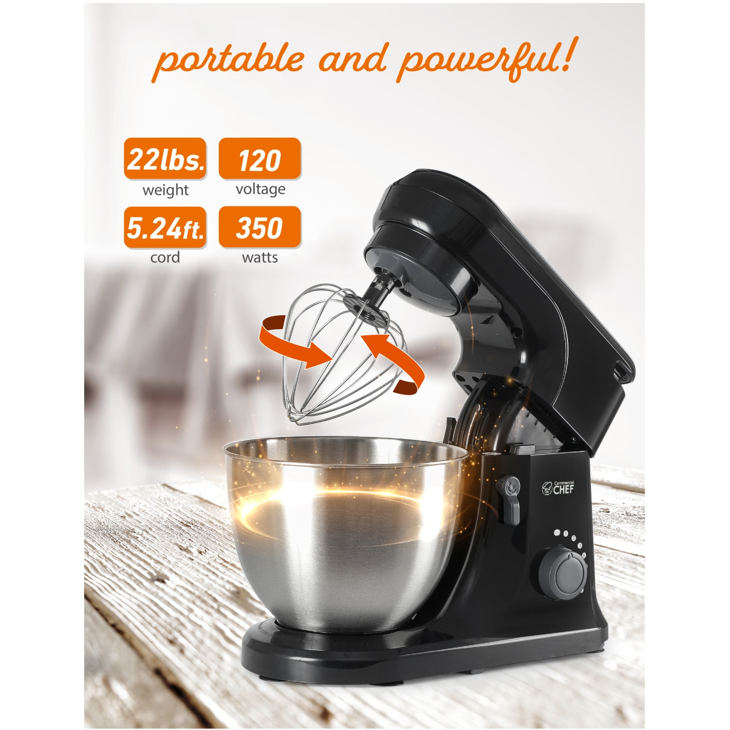 Commercial Chef Electric Stand Mixer, 4.7-Quart, Black - Image 6