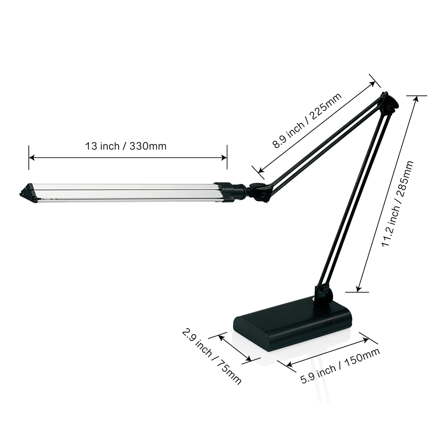 Realspace Architect Desk Lamp, Adjustable, 21-1/2inH, Black/Silver - Image 6