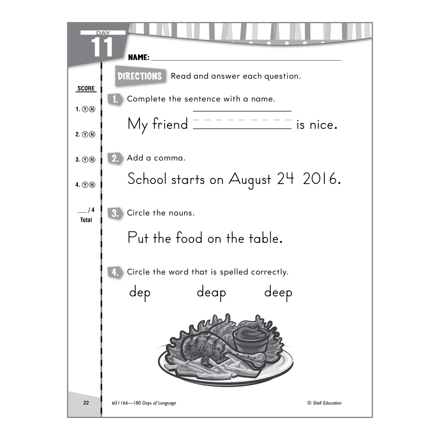 Shell Education 180 Days Of Language Workbook, Grade 1 - Image 5