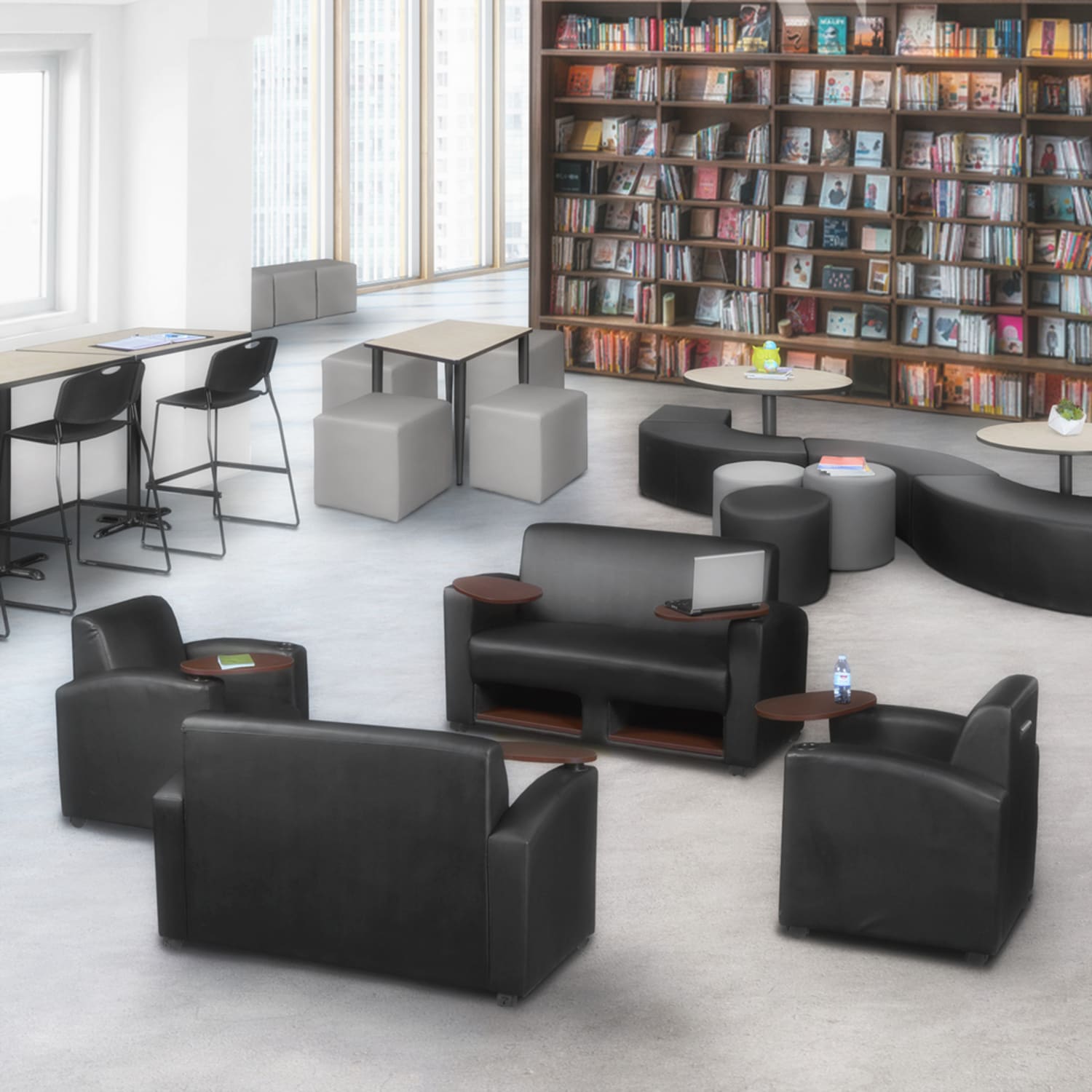 Regency Supernova Loveseat With Tablet Arm And Storage 33inH x 56inW x 29inD Black PopularChairscom