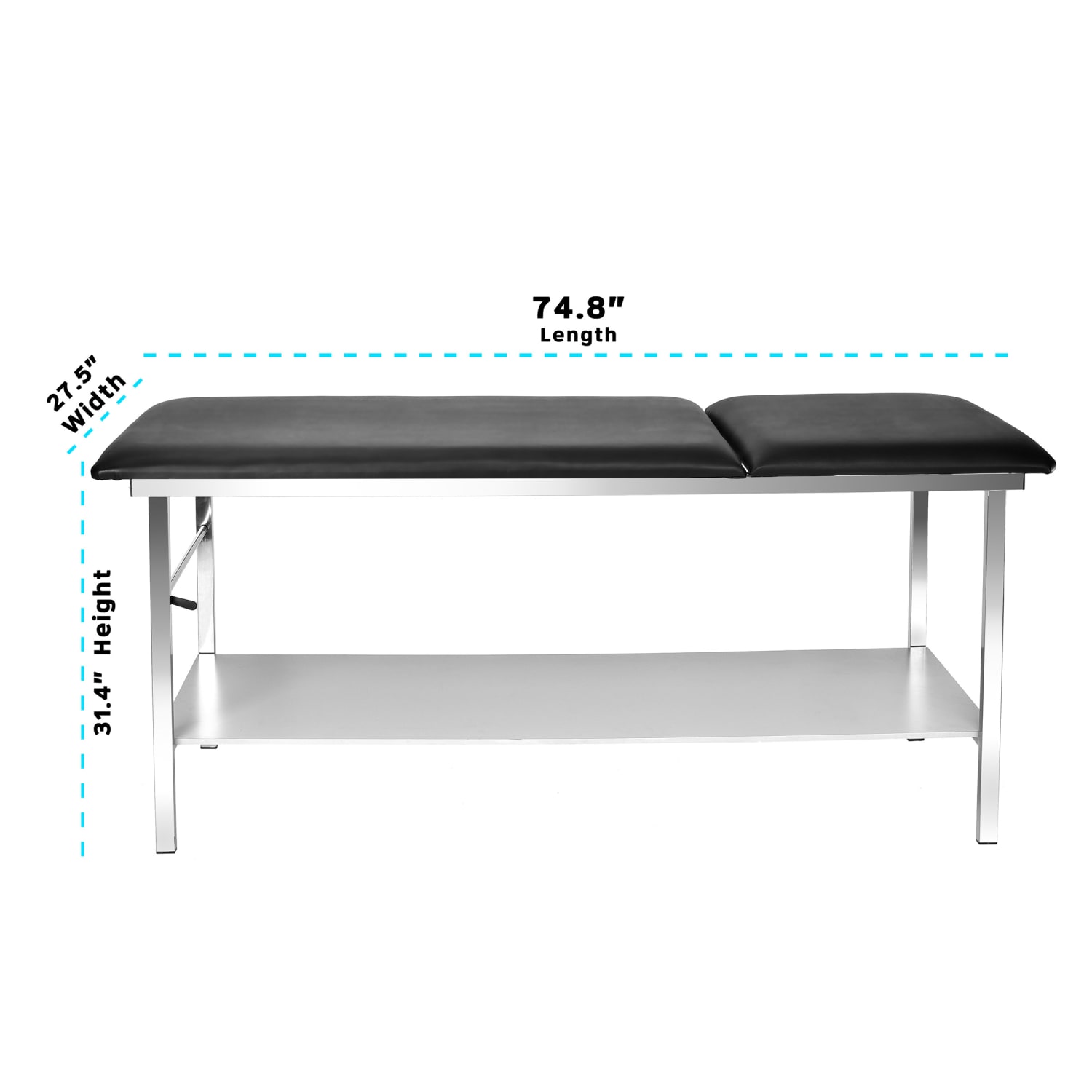 Alpine AdirMed Steel Exam Table With Shelf, 31-7/16inH x 27-1/2inW x 74-13/16inD, Black - Image 5