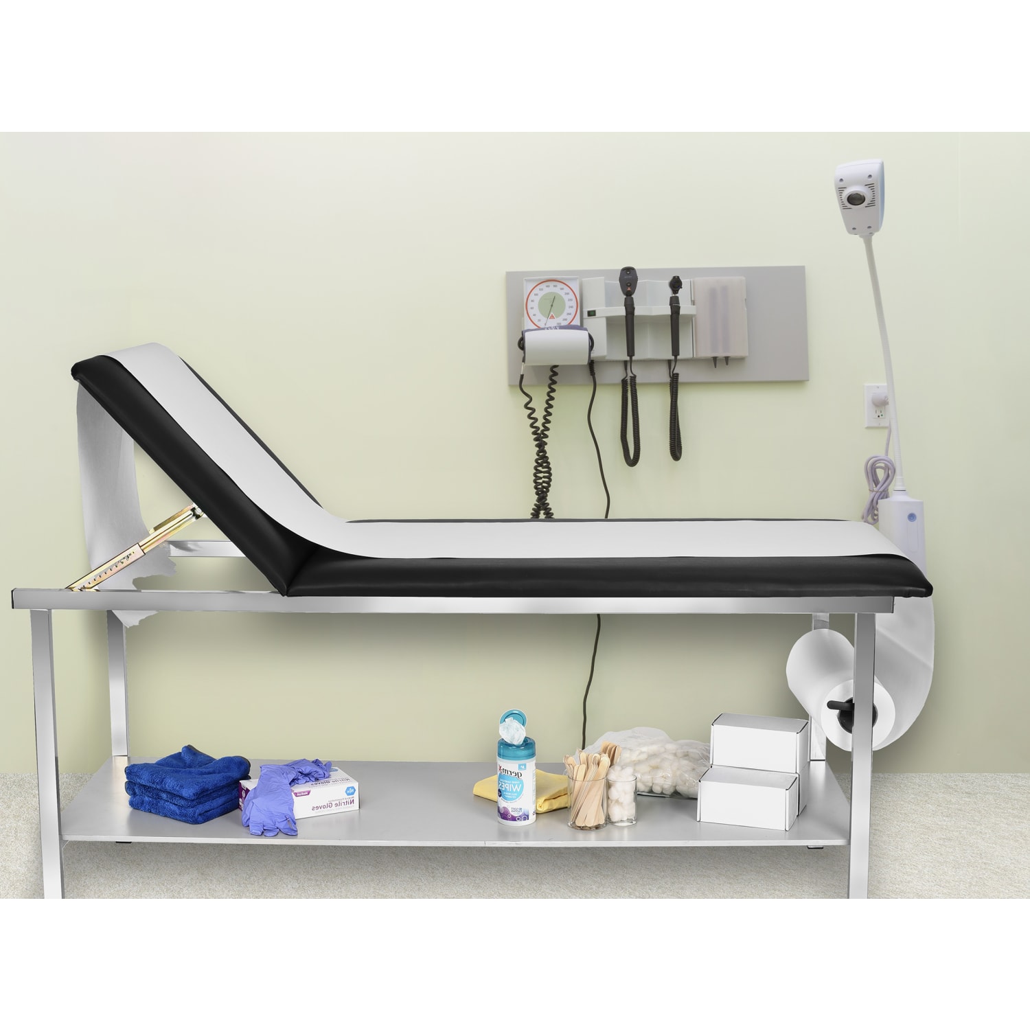 Alpine AdirMed Steel Exam Table With Shelf, 31-7/16inH x 27-1/2inW x 74-13/16inD, Black - Image 6