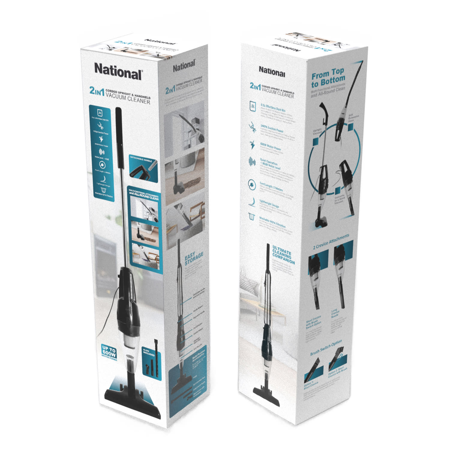 National 2-1 HEPA Bagless Corded & Handheld Upright Vacuum Cleaner with Detachable Handle - Image 6