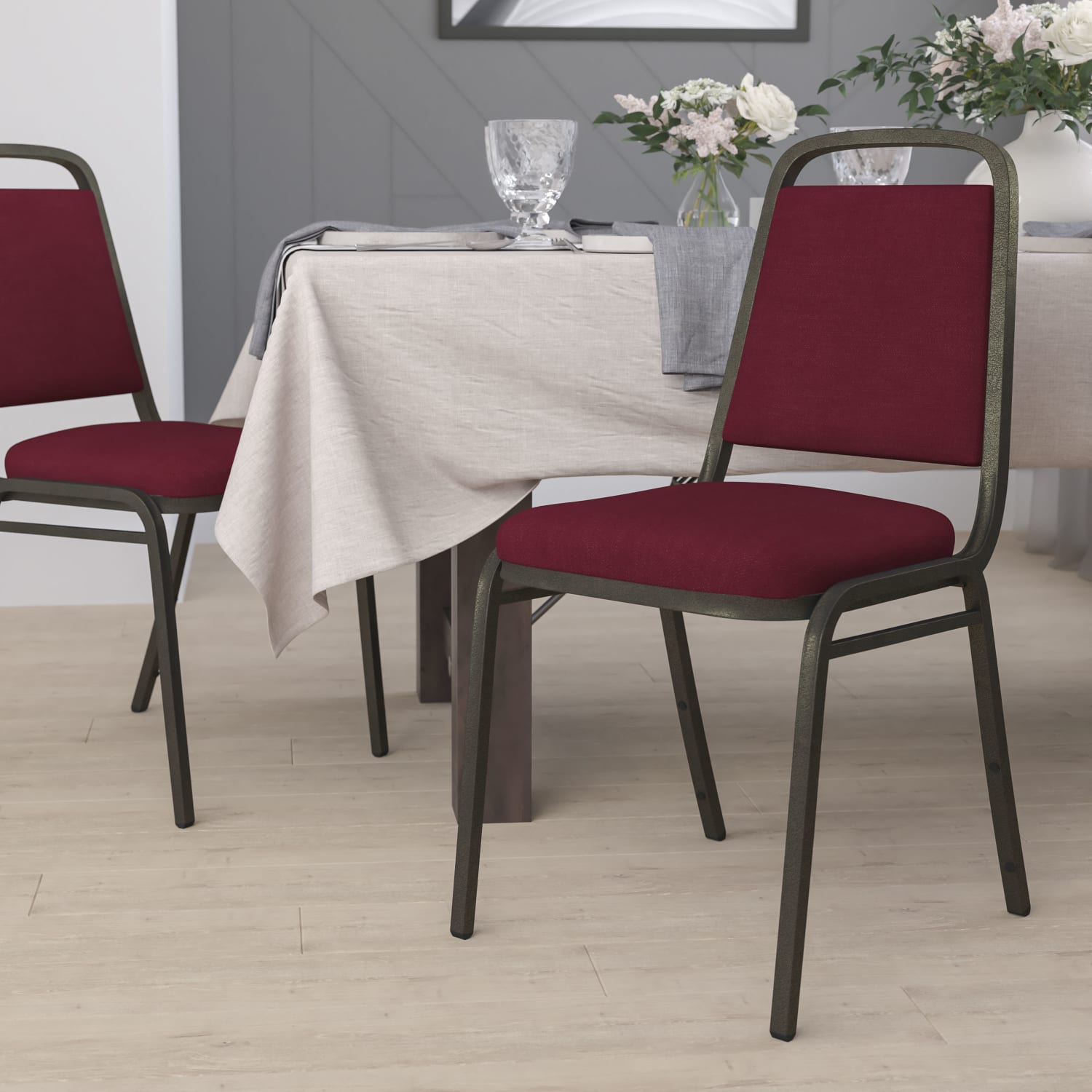 Flash Furniture HERCULES Series Trapezoidal Back Fabric Stacking Banquet Chair with 15in Thick Seat Burgundy FabricGold Vein Frame PopularChairscom Flash Furniture HERCULES Series Trapezoidal Back Fabric Stacking Banquet Chair with 15in Thick Seat Burgundy FabricGold Vein Frame PopularChairscom