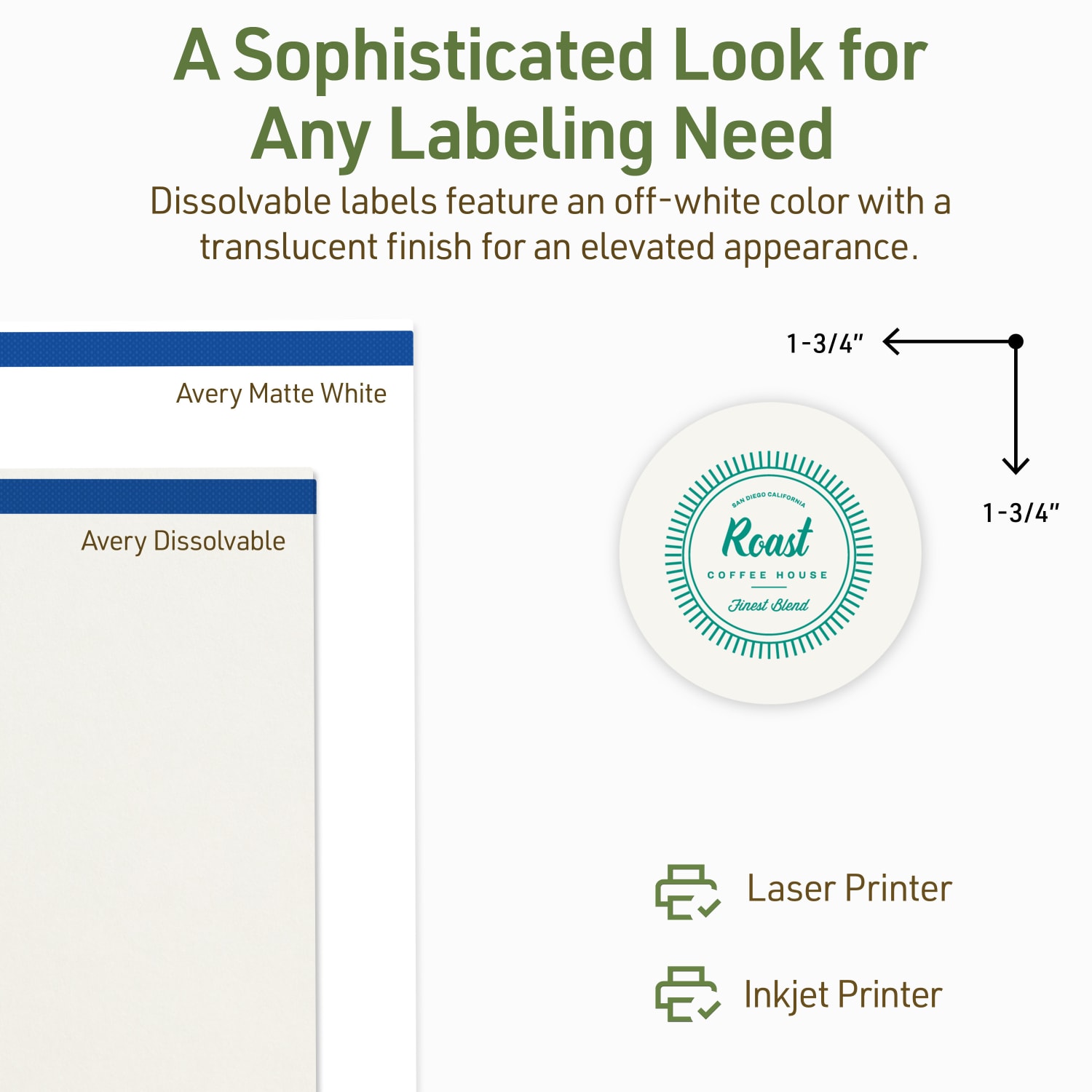 Avery Print-to-the-Edge Dissolvable Labels With Sure Feed Technology, 94509-DWMP10, Round, 1-3/4in, Matte Off-White, Pack Of 200 - Image 5