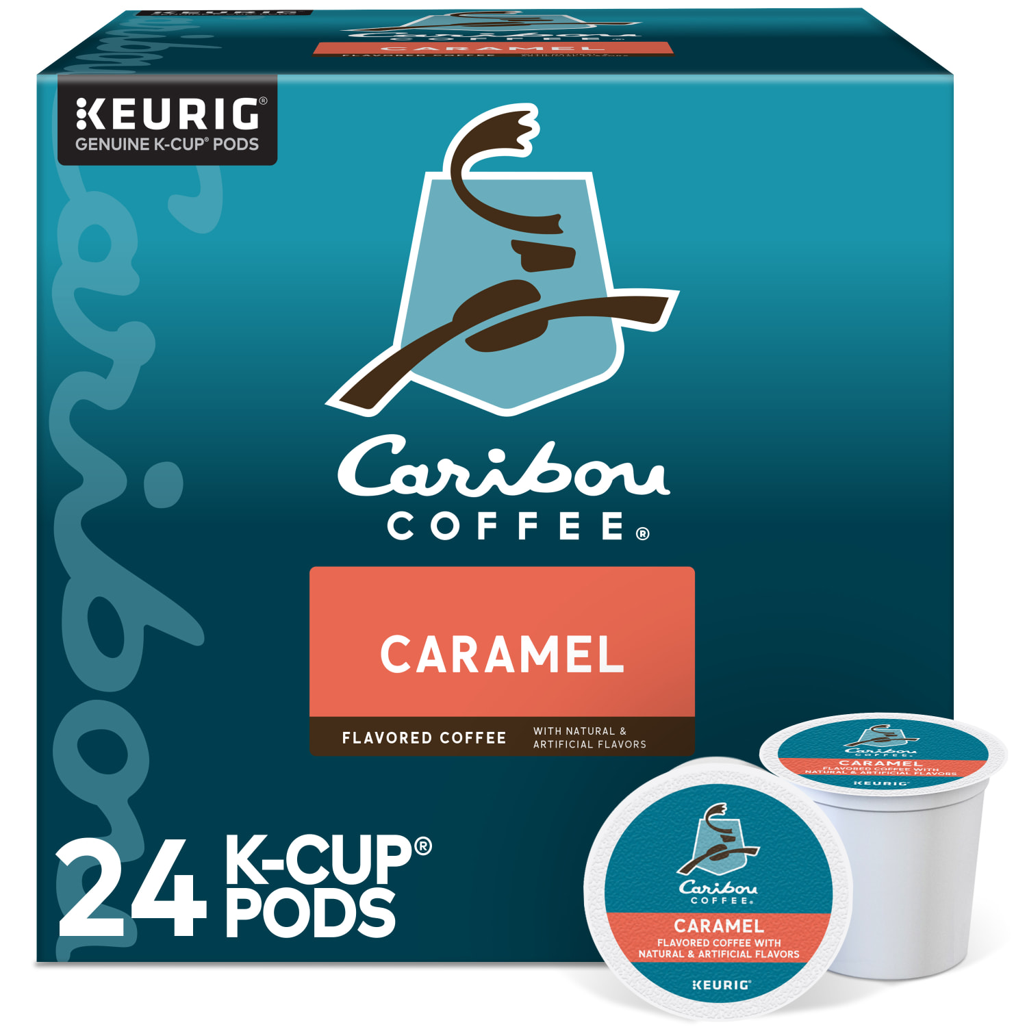 Caribou Coffee Single-Serve Coffee K-Cup, Caramel Hideaway, Carton Of 24
