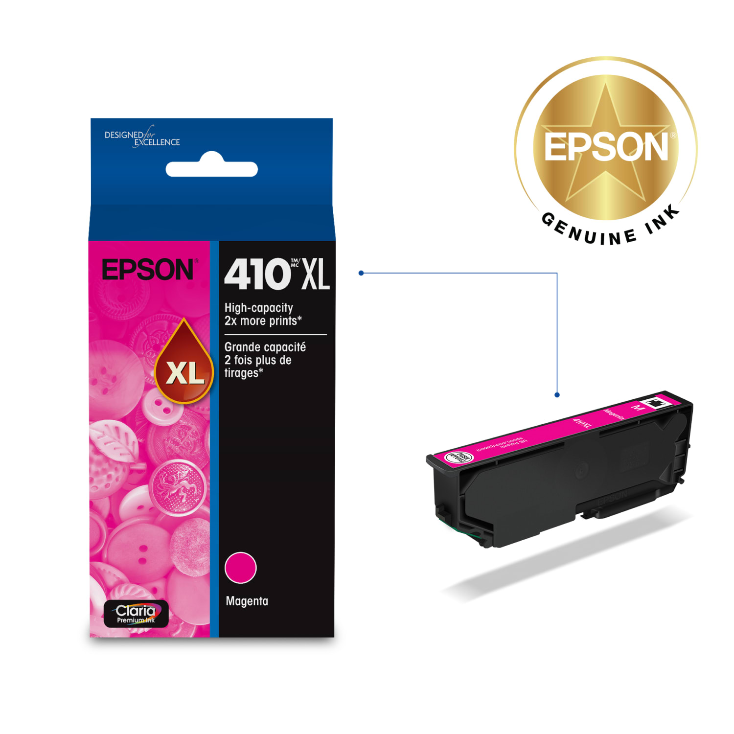 Epson 410XL Claria Premium Magenta High-Yield Ink Cartridge, T410XL320-S - Image 3