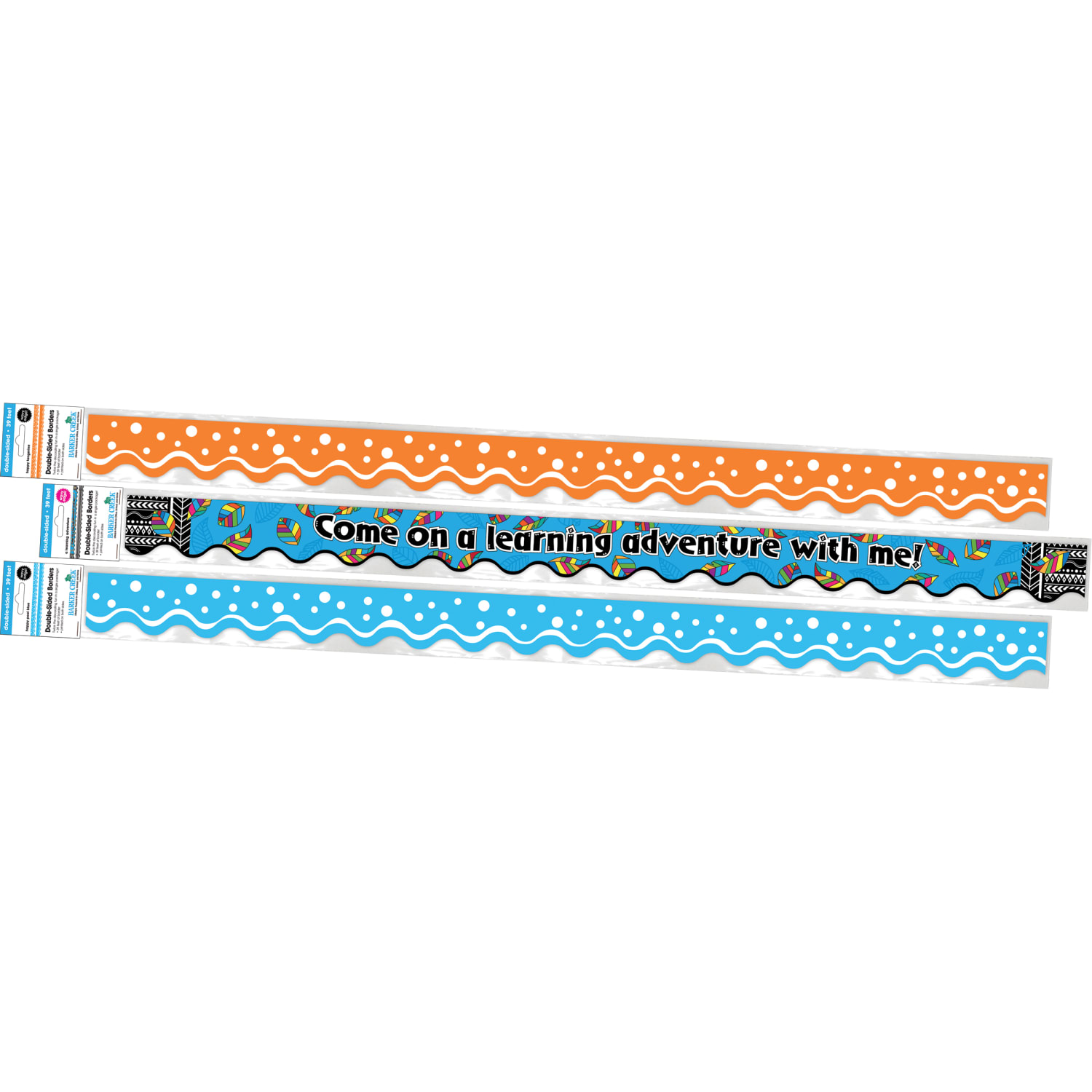 Barker Creek Double-Sided Scalloped Borders, 2-1/4in x 36in, Learning Adventure, 13 Strips Per Pack, Set Of 3 Packs - Image 6