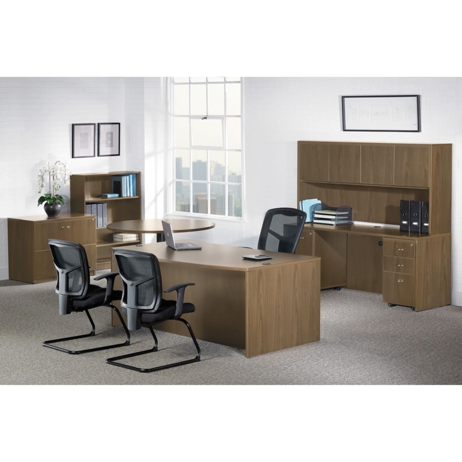 Lorell Essentials Series Laminate Universal Center Drawer, 5-1/8inH x 16-3/4inW x 28-7/16inL, Walnut - Image 5