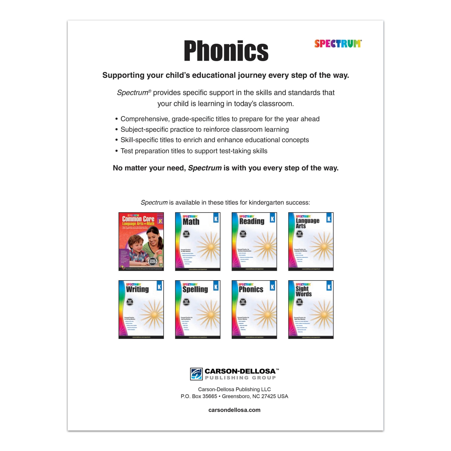 Carson-Dellosa Spectrum Phonics Workbook, Kindergarten - Image 4