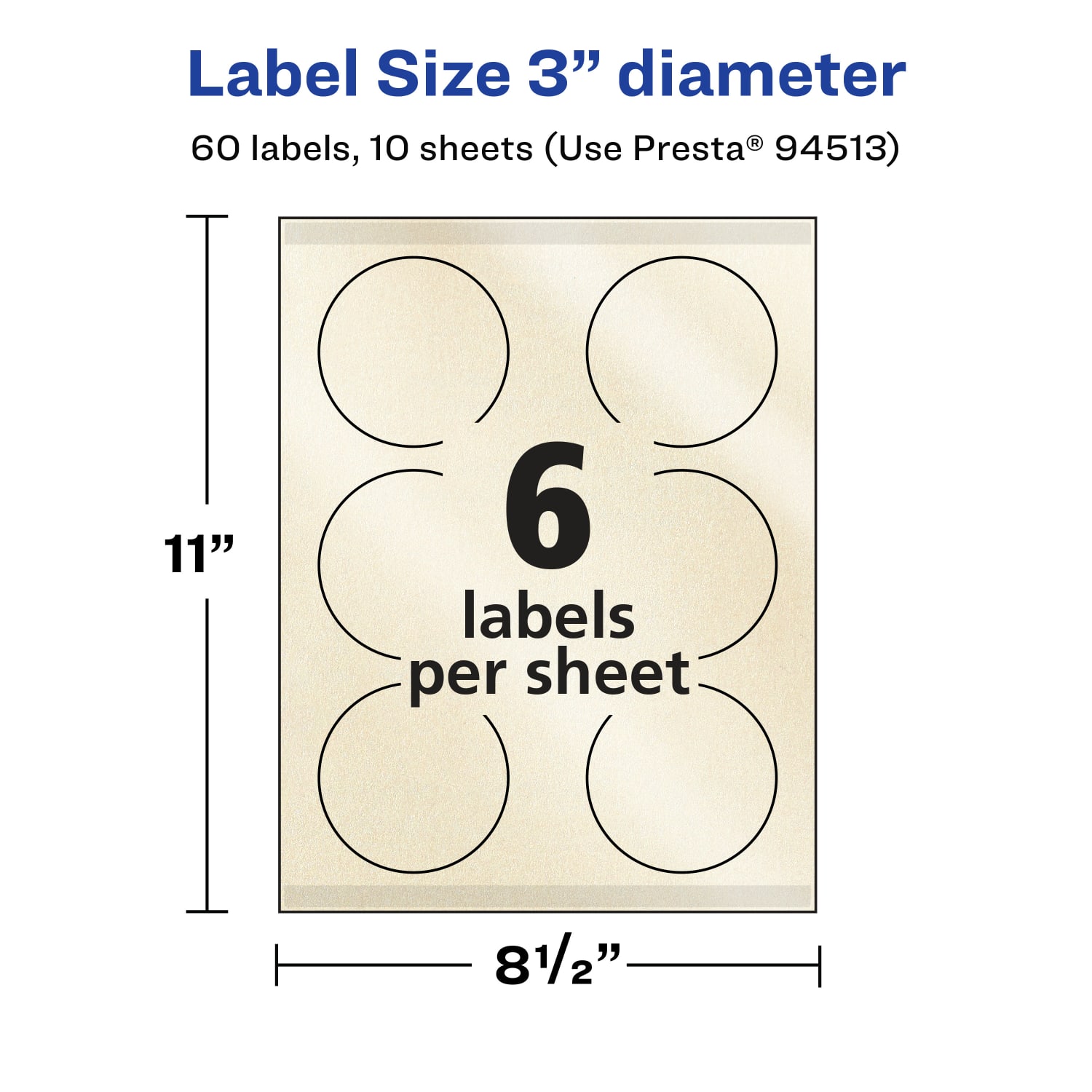 Avery Pearlized Permanent Labels With Sure Feed, 94513-PIP10, Round, 3in Diameter, Ivory, Pack Of 60 Labels - Image 6