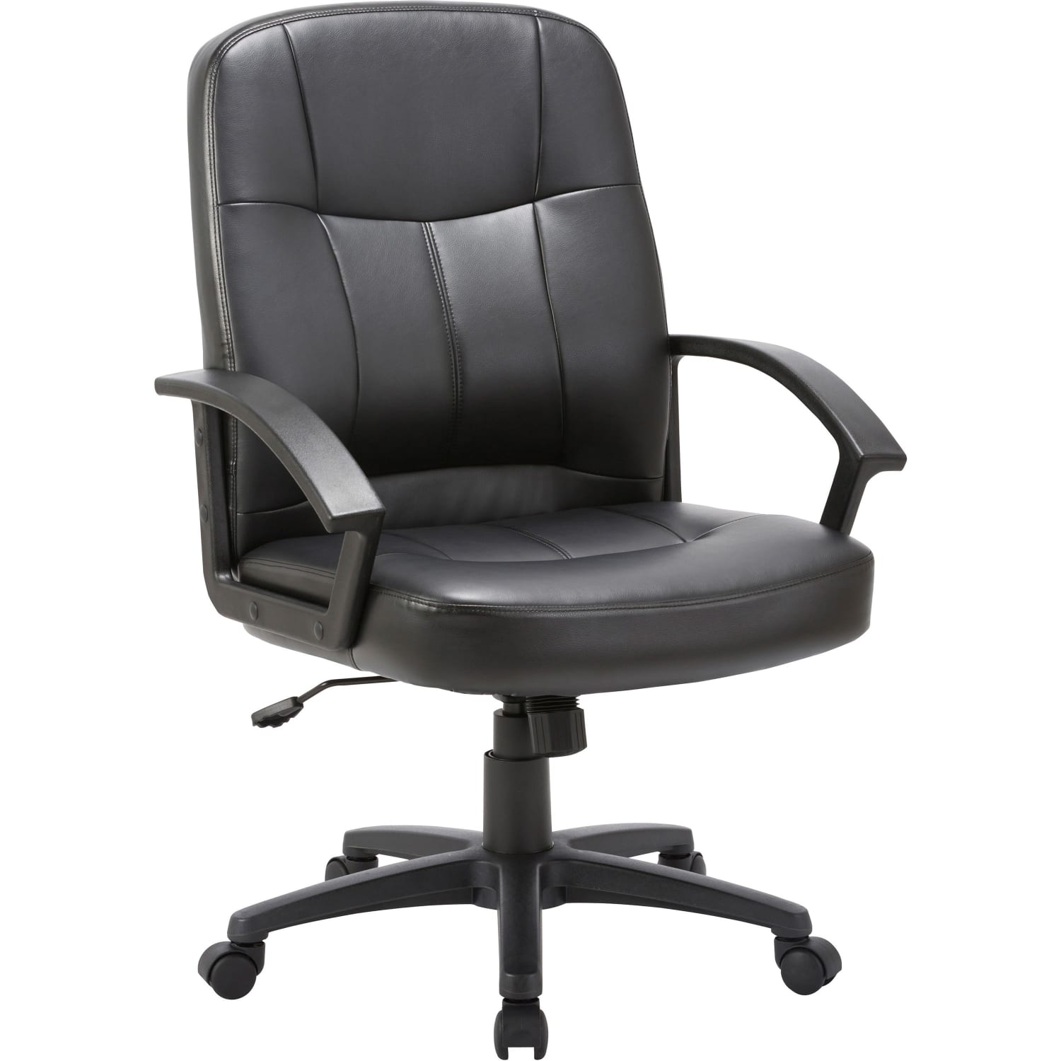 Lorell Chadwick Bonded Leather Mid-Back Chair, Black