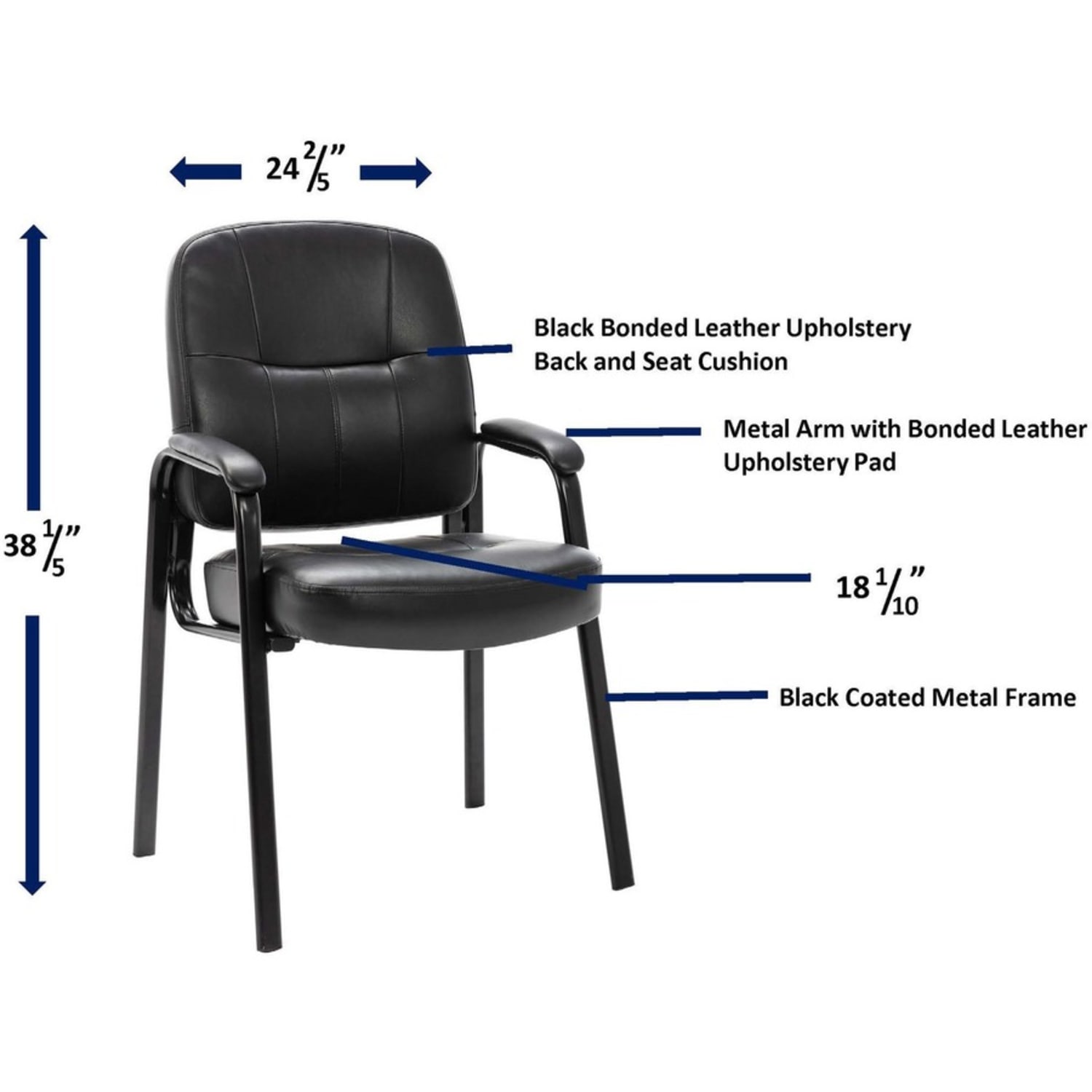 Lorell Chadwick Bonded Leather Guest Chair Black PopularChairscom