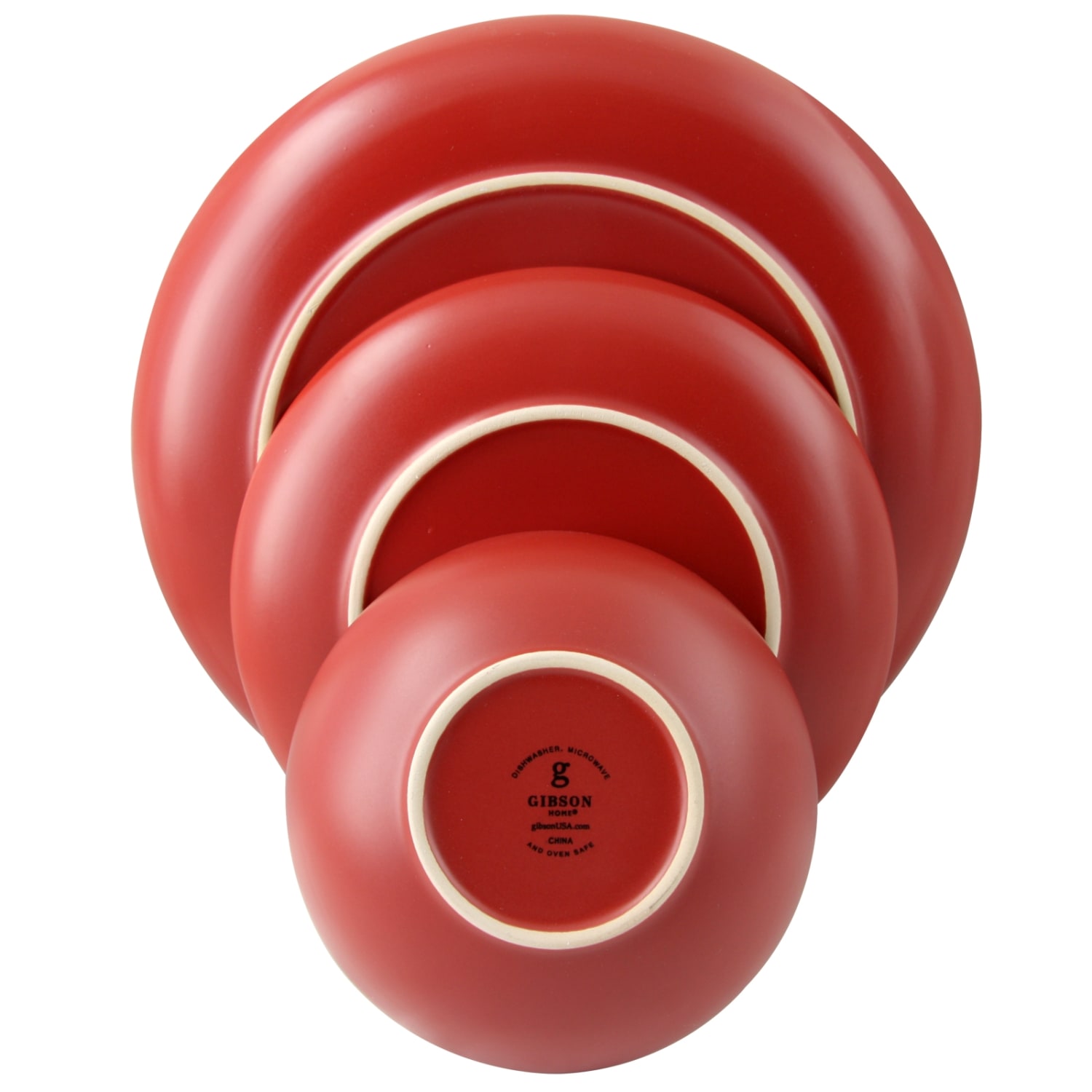 Gibson Home Rockaway 12-Piece Dinnerware Set, Matte Red - Image 3
