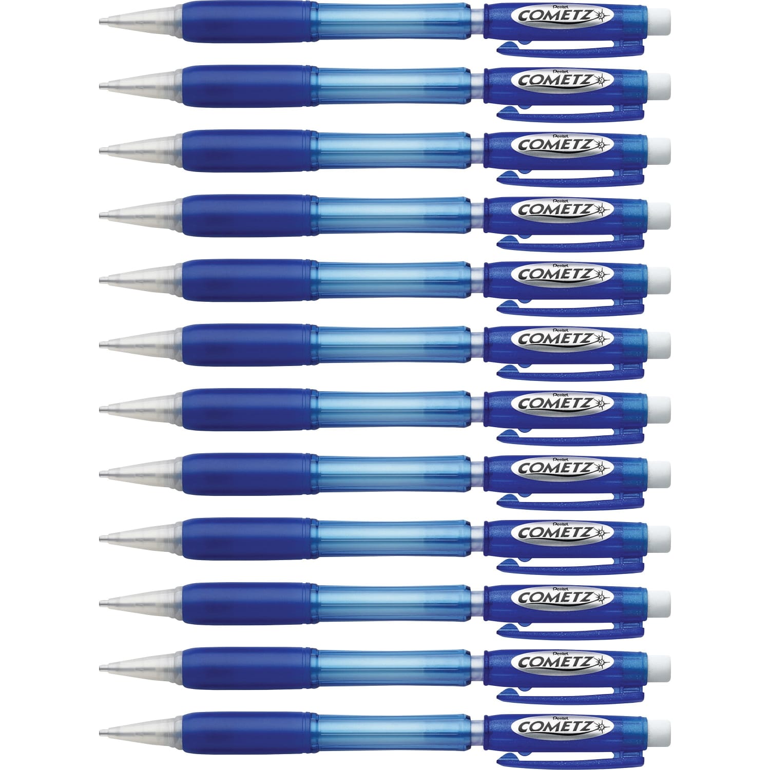 Pentel Cometz Mechanical Pencil, 0.9mm, #2 Lead, Blue Barrel, Pack Of 12