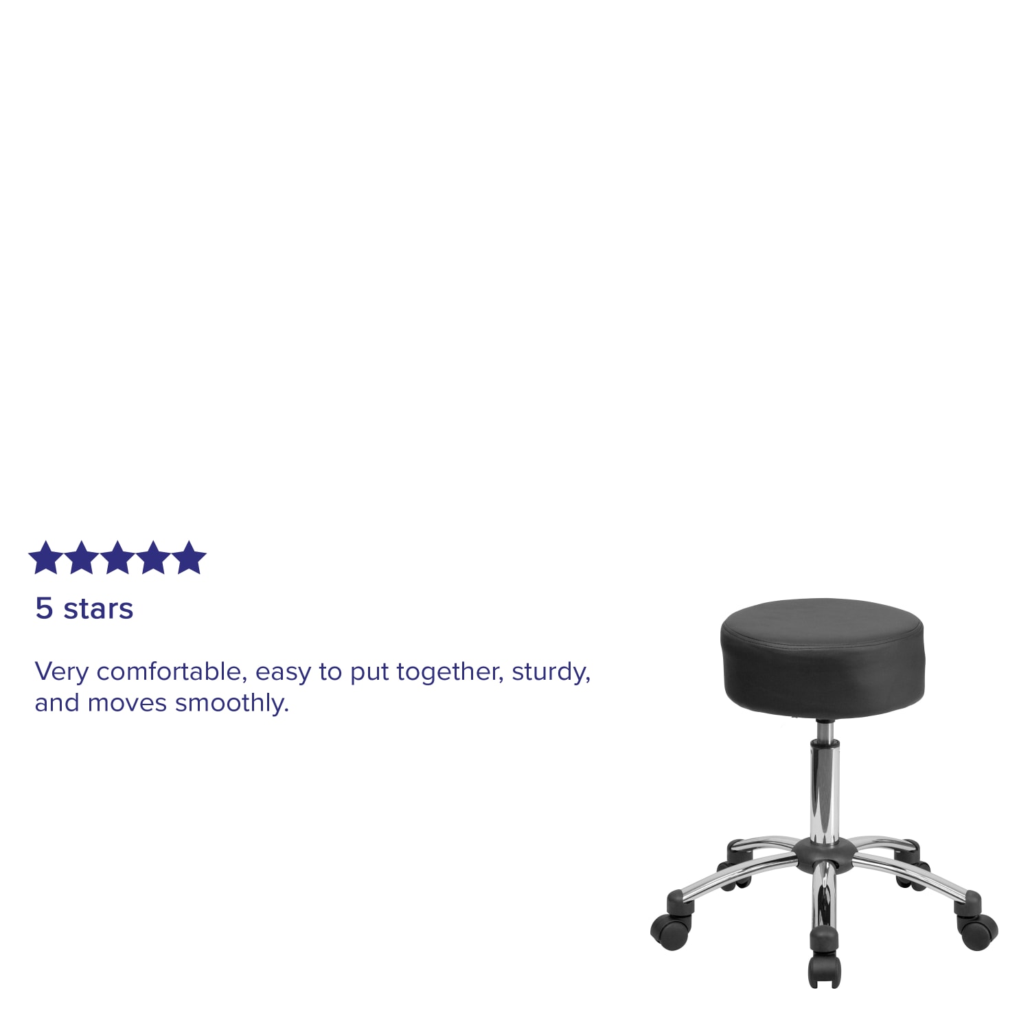 Flash Furniture Medical Ergonomic Stool, Black/Silver - Image 5