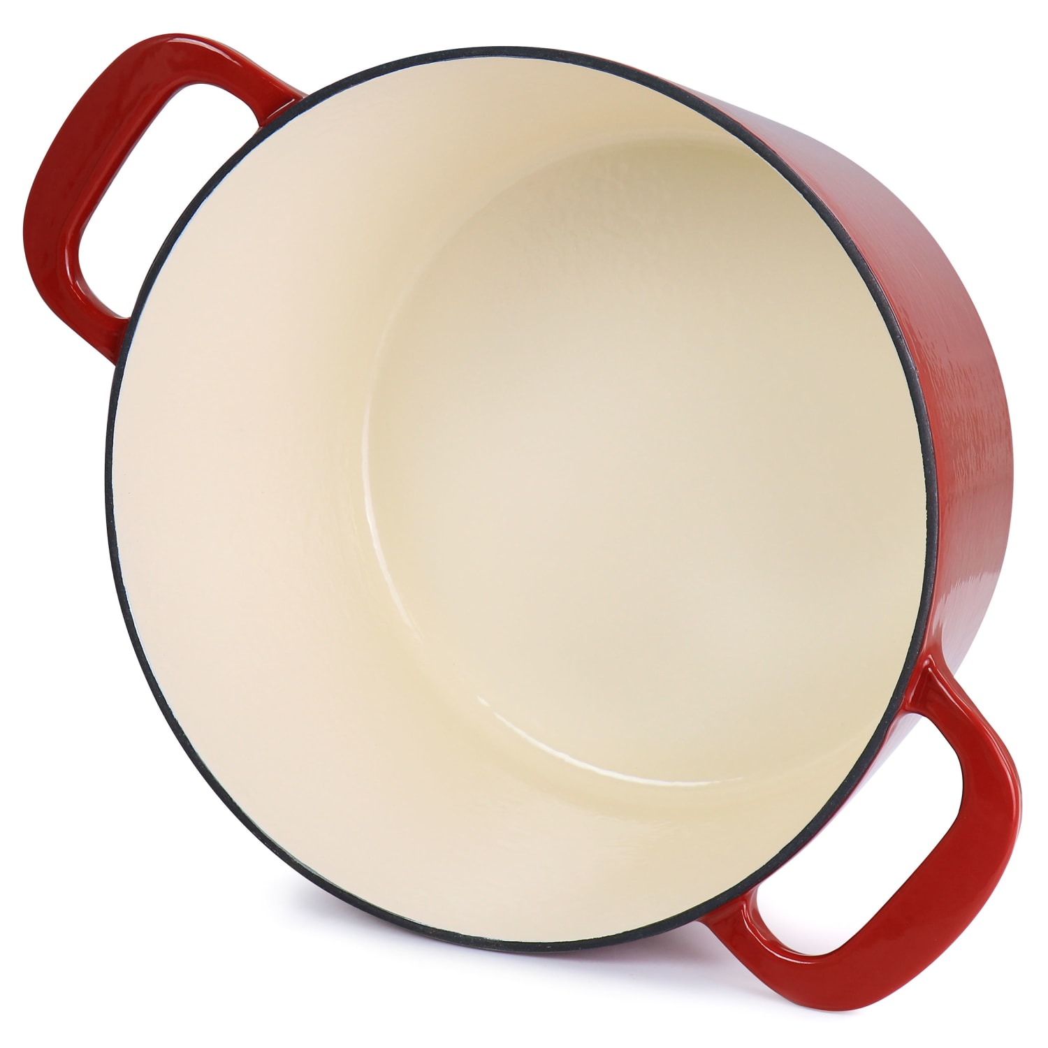 Martha Stewart Enameled Cast Iron Embossed Dutch Oven With Lid, 7 Qt, Red - Image 4