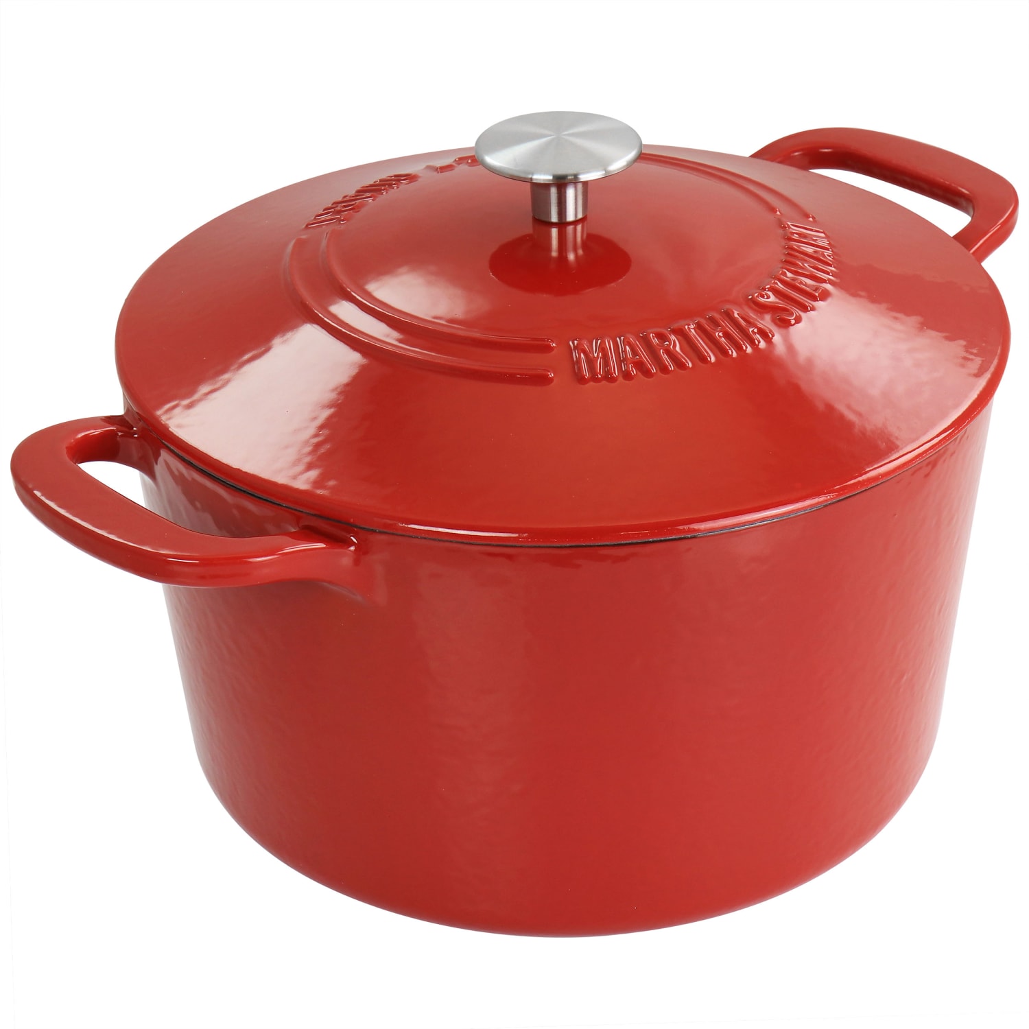 Martha Stewart Enameled Cast Iron Embossed Dutch Oven With Lid, 7 Qt, Red - Image 5