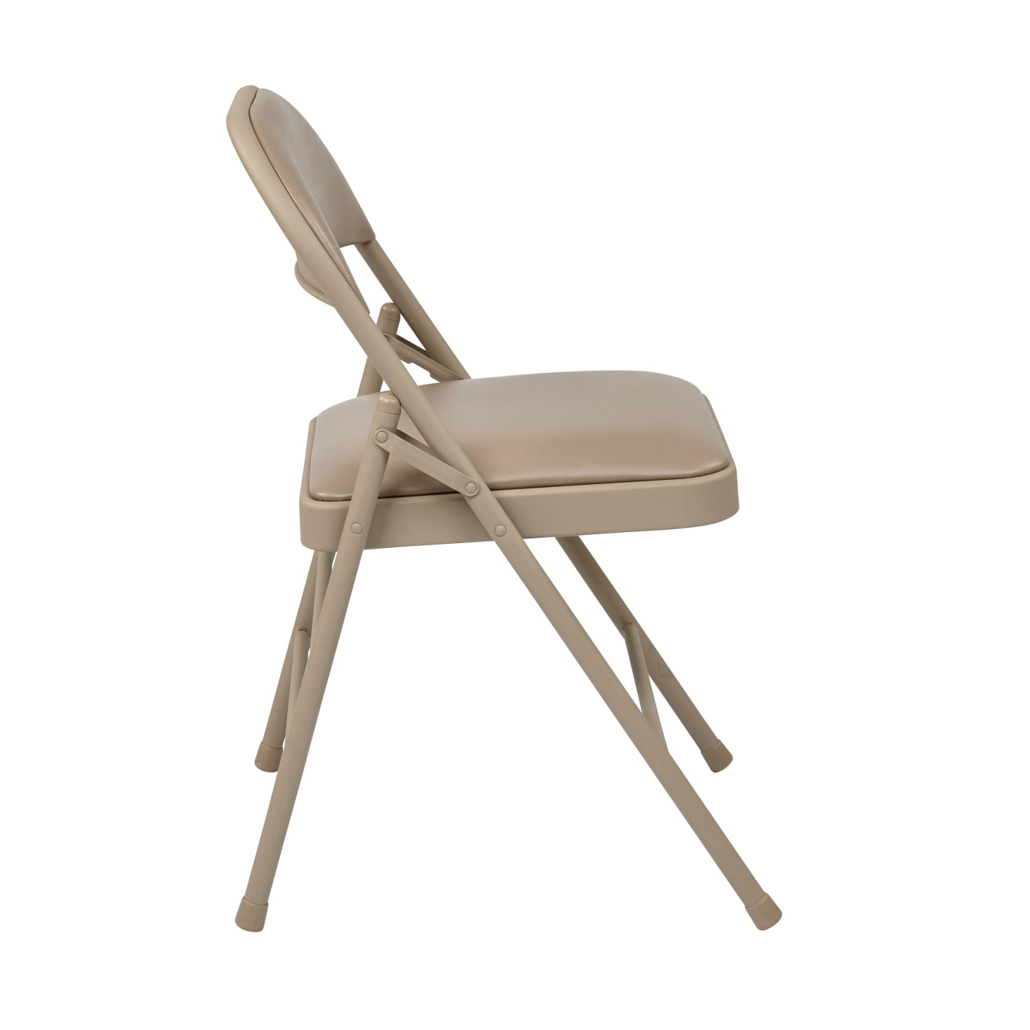 Office Star Work Smart Vinyl Mid-Back Folding Chairs, Tan, Set Of 4 Chairs - Image 4