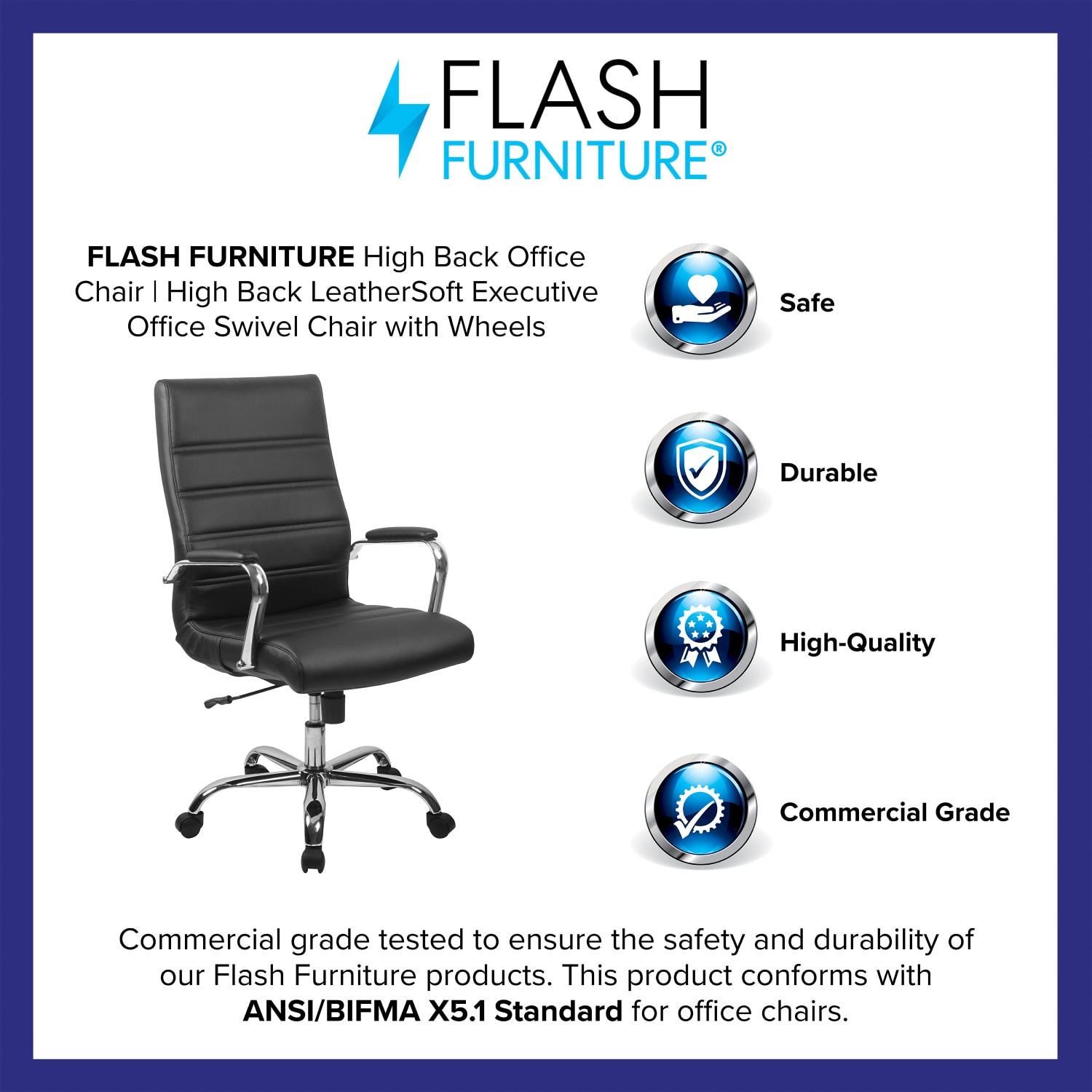 Flash Furniture LeatherSoft Faux Leather HighBack Office Chair Black PopularChairscom Flash Furniture LeatherSoft Faux Leather High Back Office Chair Black PopularChairscom