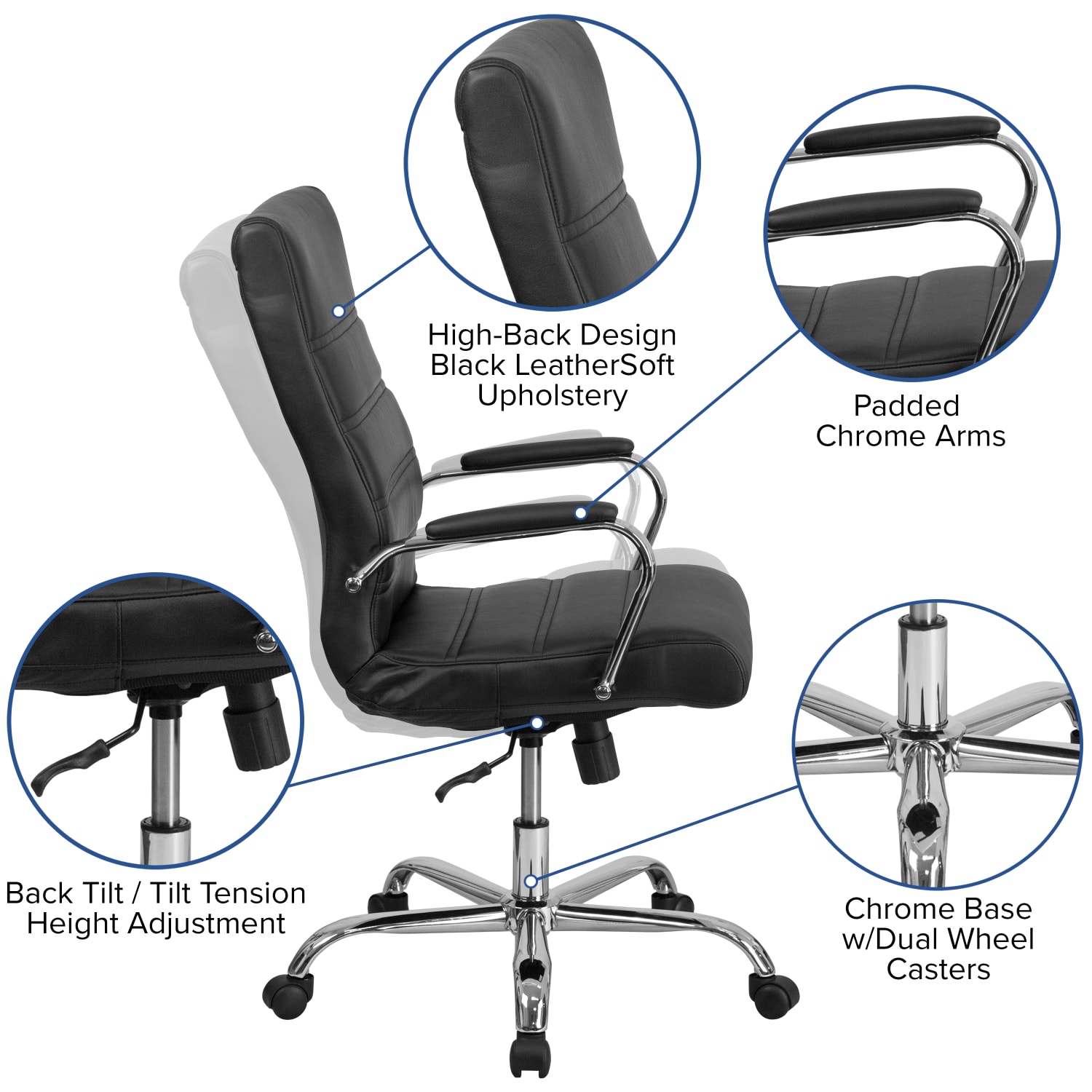 Flash Furniture LeatherSoft Faux Leather HighBack Office Chair Black PopularChairscom Flash Furniture LeatherSoft Faux Leather High Back Office Chair Black PopularChairscom