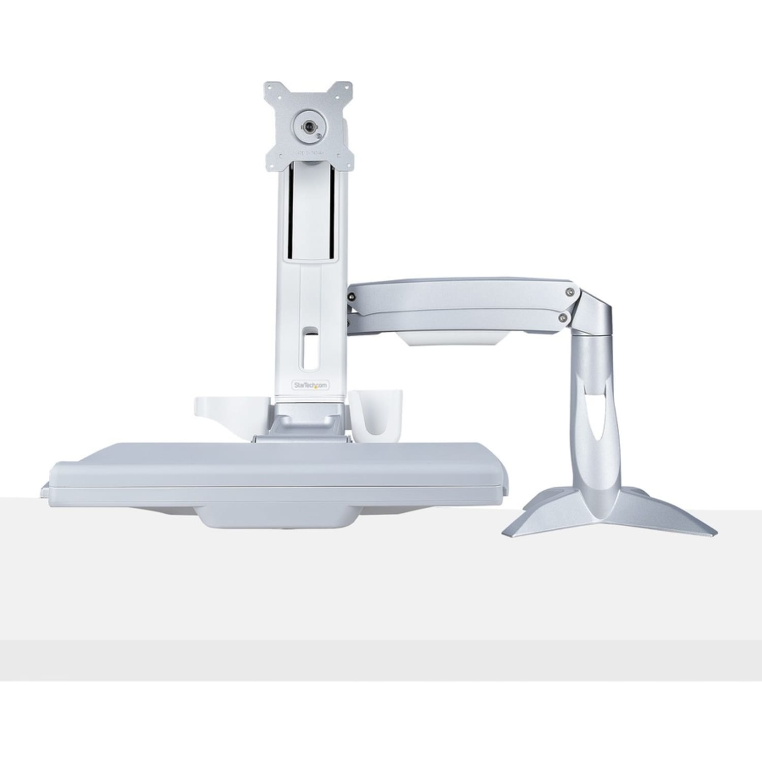 StarTech.com Sit-Stand Monitor Arm, Keyboard Tray, Desk Mount Sit-Stand Workstation up to 27 inch VESA Display, Standing Desk Converter - Desk mount sit-stand monitor arm supports single VESA display up to 27in/17.6lb (or 34in ultrawide) - Image 5