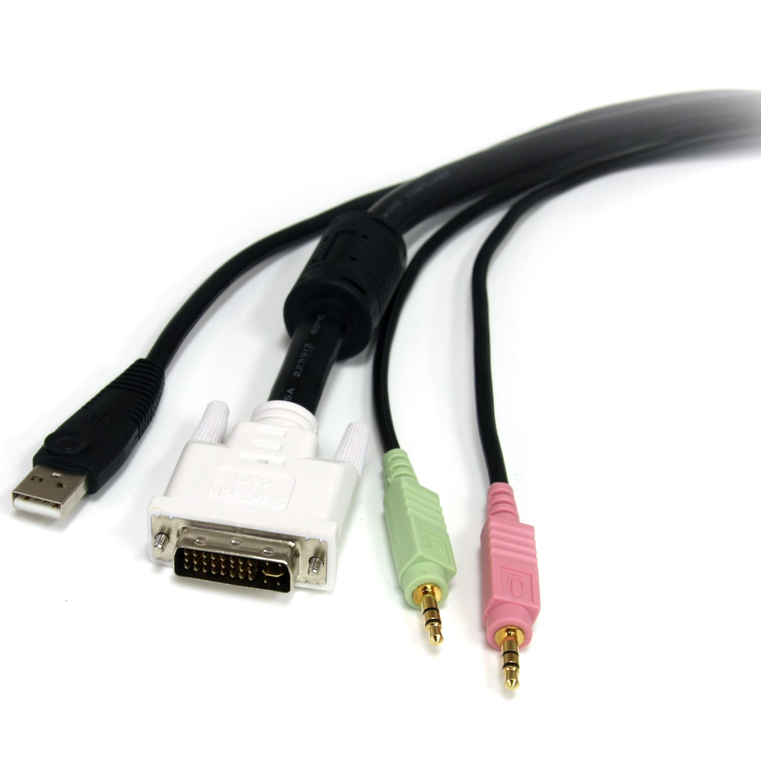 StarTech.com 6 ft 4-in-1 USB DVI KVM Cable with Audio and Microphone - DVI KVM Cable - USB KVM Cable - USBDVI4N1A6 - Image 3