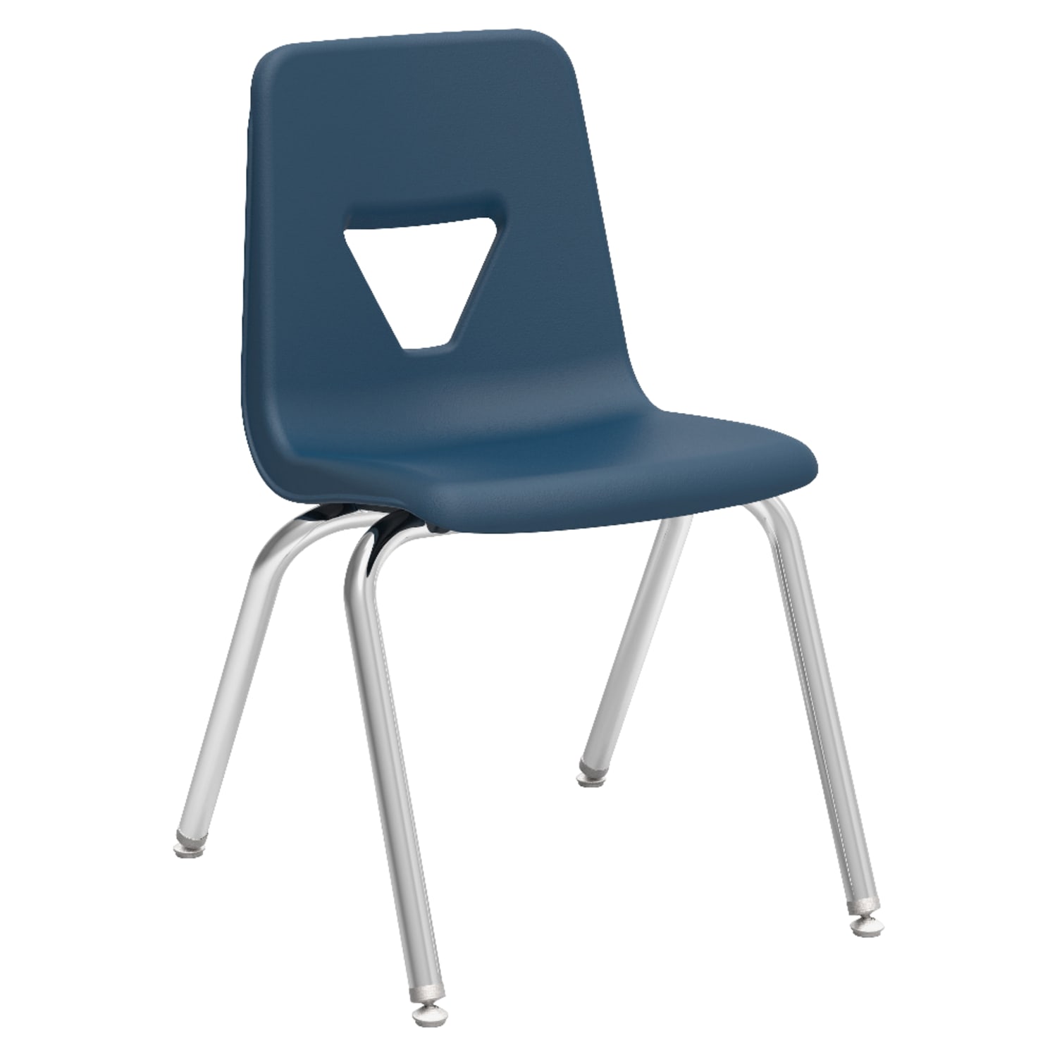 Lorell Classroom Student Stack Chairs, 18inH Seat, Navy/Silver, Set Of 4