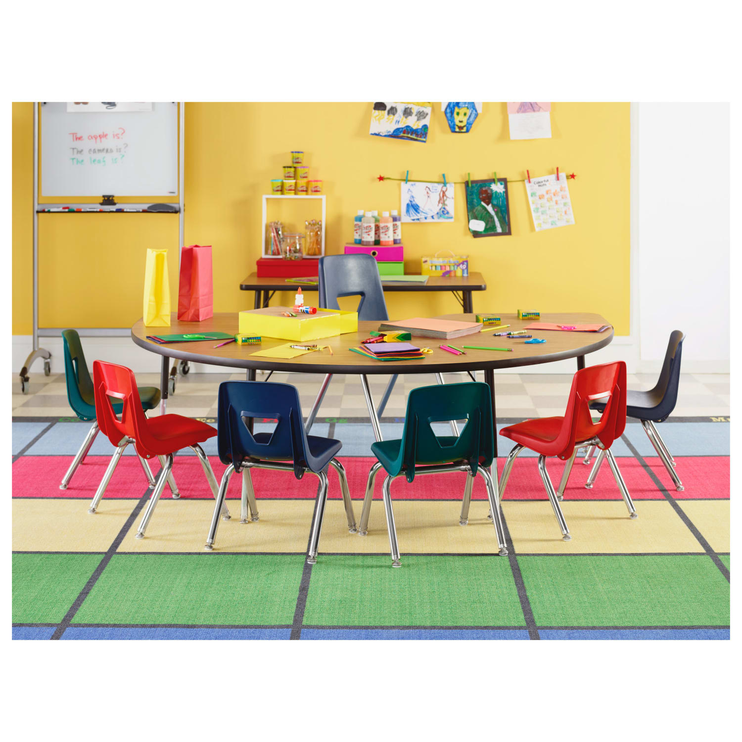 Lorell Classroom Student Stack Chairs, 18inH Seat, Navy/Silver, Set Of 4 - Image 6