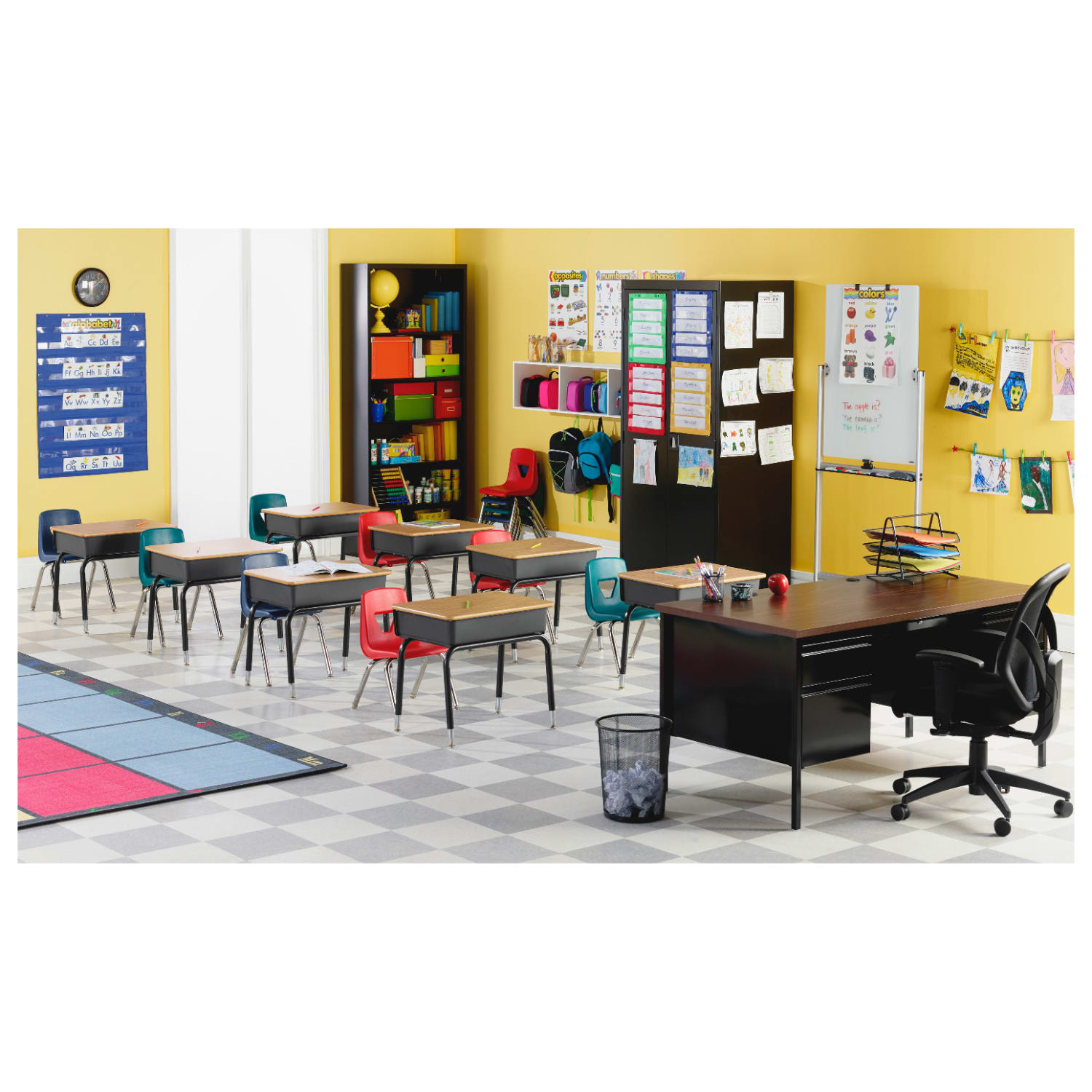 Lorell Classroom Student Stack Chairs, 18inH Seat, Navy/Silver, Set Of 4 - Image 11
