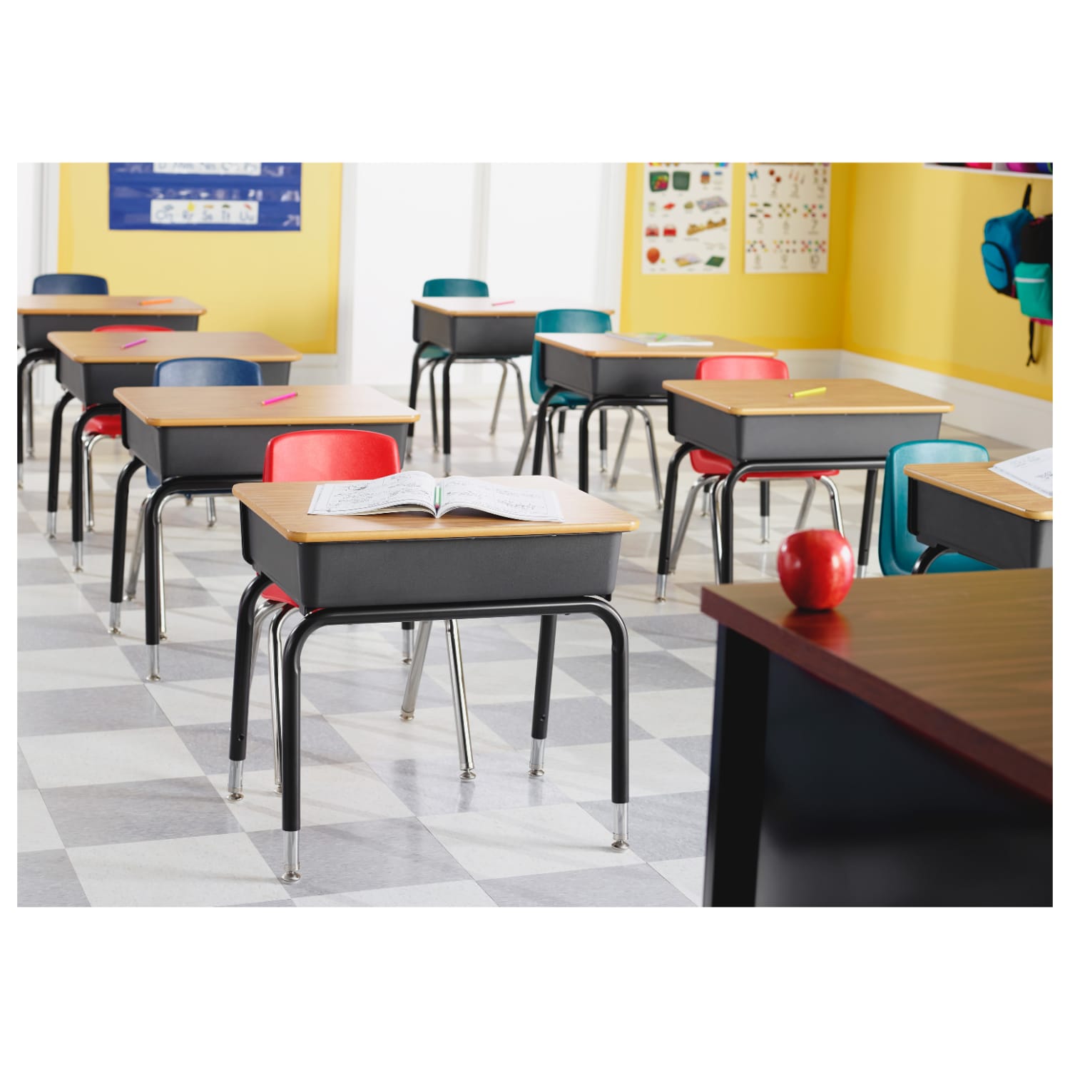 Lorell Classroom Student Stack Chairs, 18inH Seat, Navy/Silver, Set Of 4 - Image 13