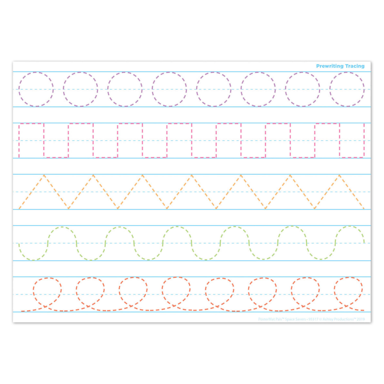 Ashley Productions Smart Poly PosterMat Pals Space Savers, 13in x 9-1/2in, Prewriting Tracing, Pack Of 10 Pieces - Image 3