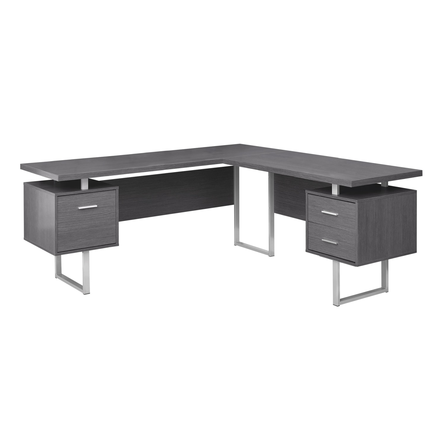 Monarch Specialties 71inW L-Shaped Corner Desk With 2 Drawers, Gray - Image 4
