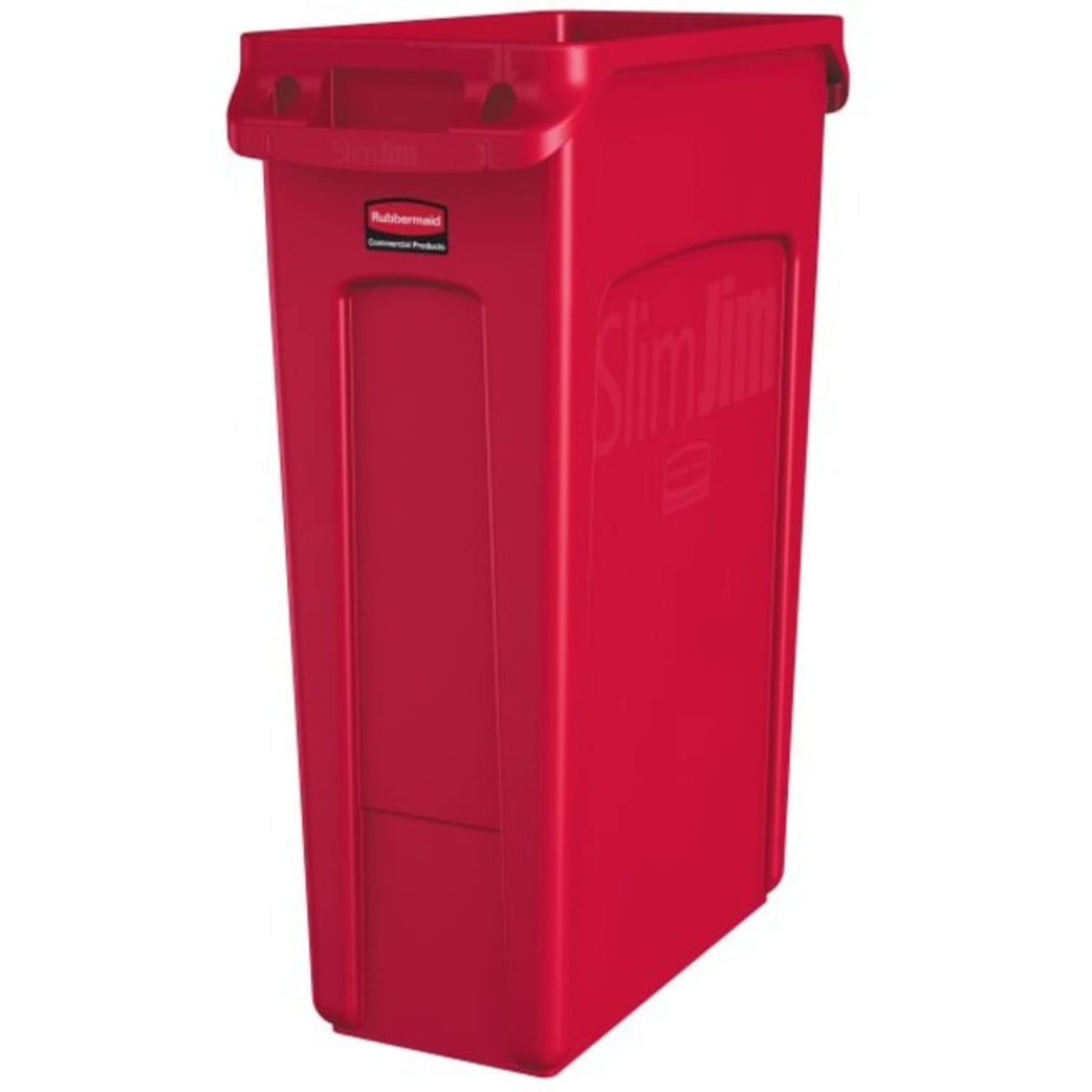Rubbermaid Slim Jim Rectangular Polyethylene Vented Waste Receptacle, 23 Gallons, Red - Image 4