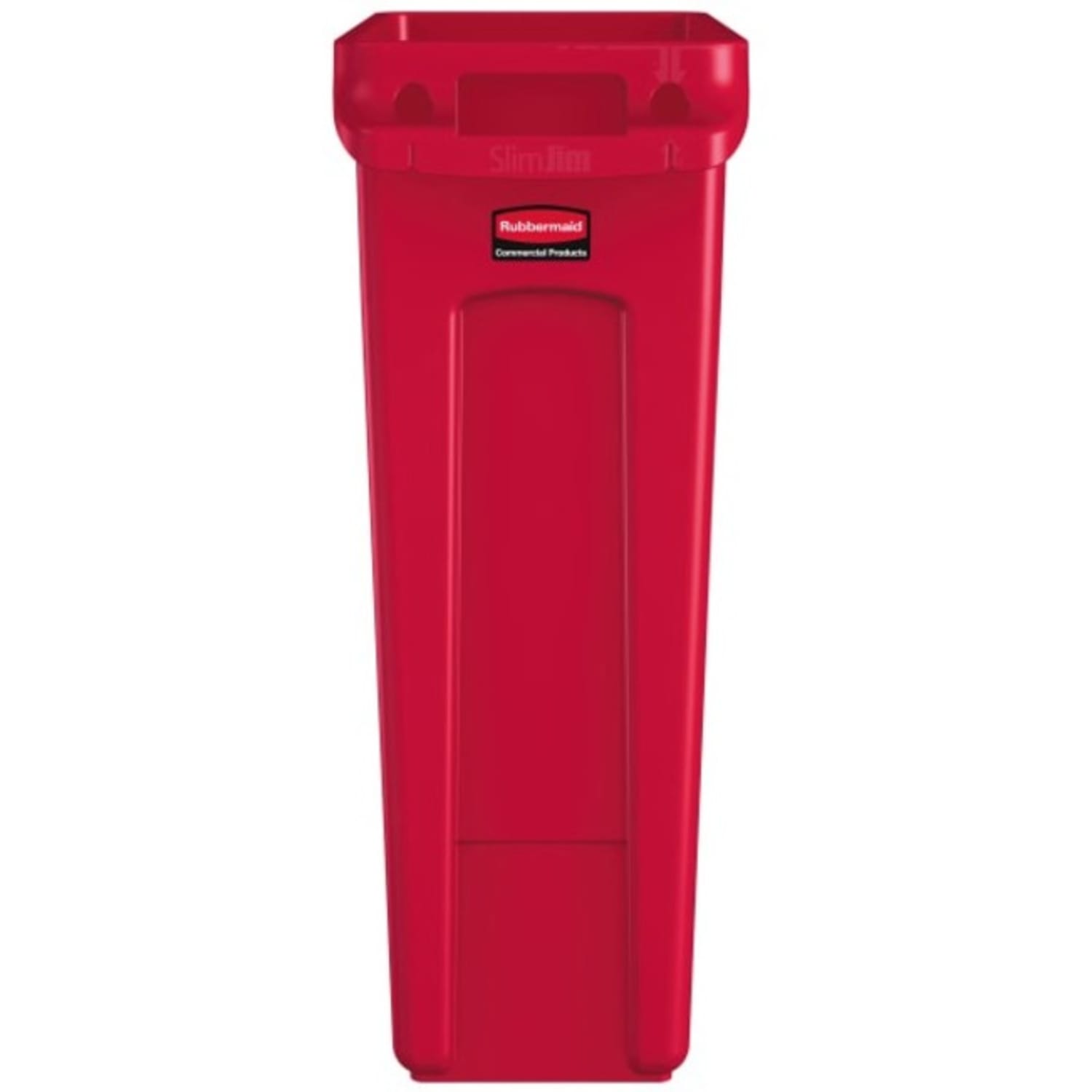 Rubbermaid Slim Jim Rectangular Polyethylene Vented Waste Receptacle, 23 Gallons, Red - Image 5