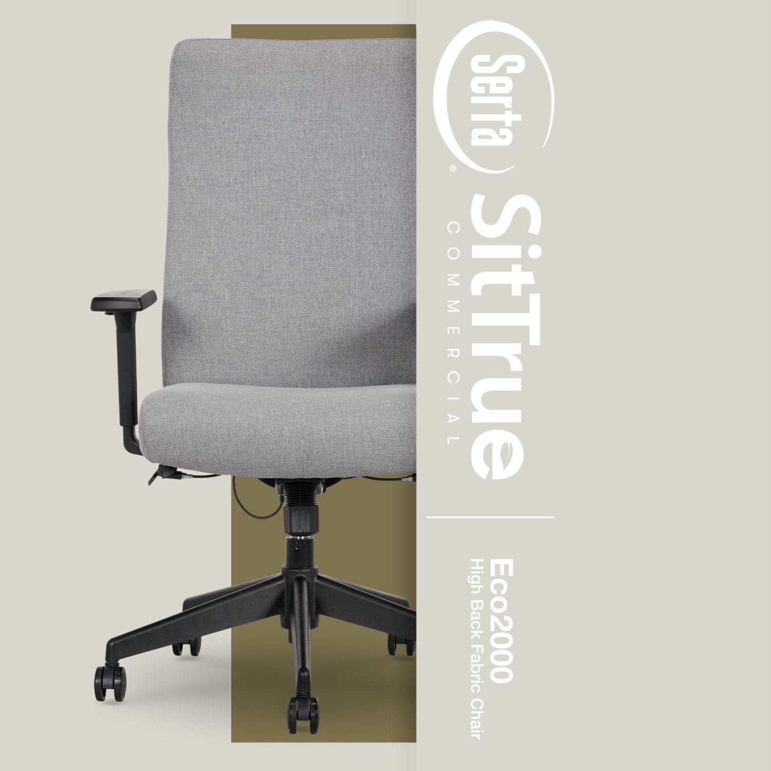 Serta Commercial Eco-2000 High-Back Ergonomic Fabric Chair, Gray - Image 4