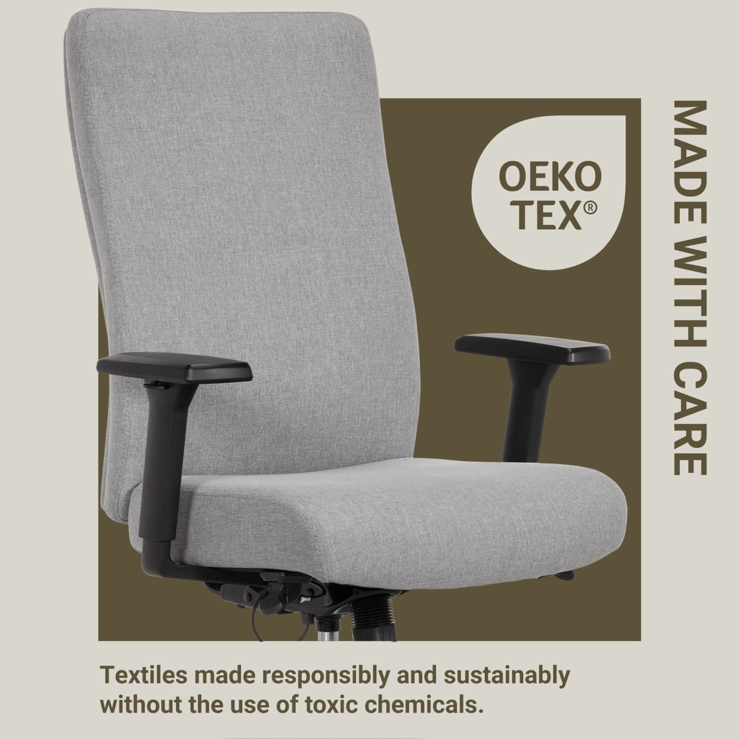 Serta Commercial Eco-2000 High-Back Ergonomic Fabric Chair, Gray - Image 9