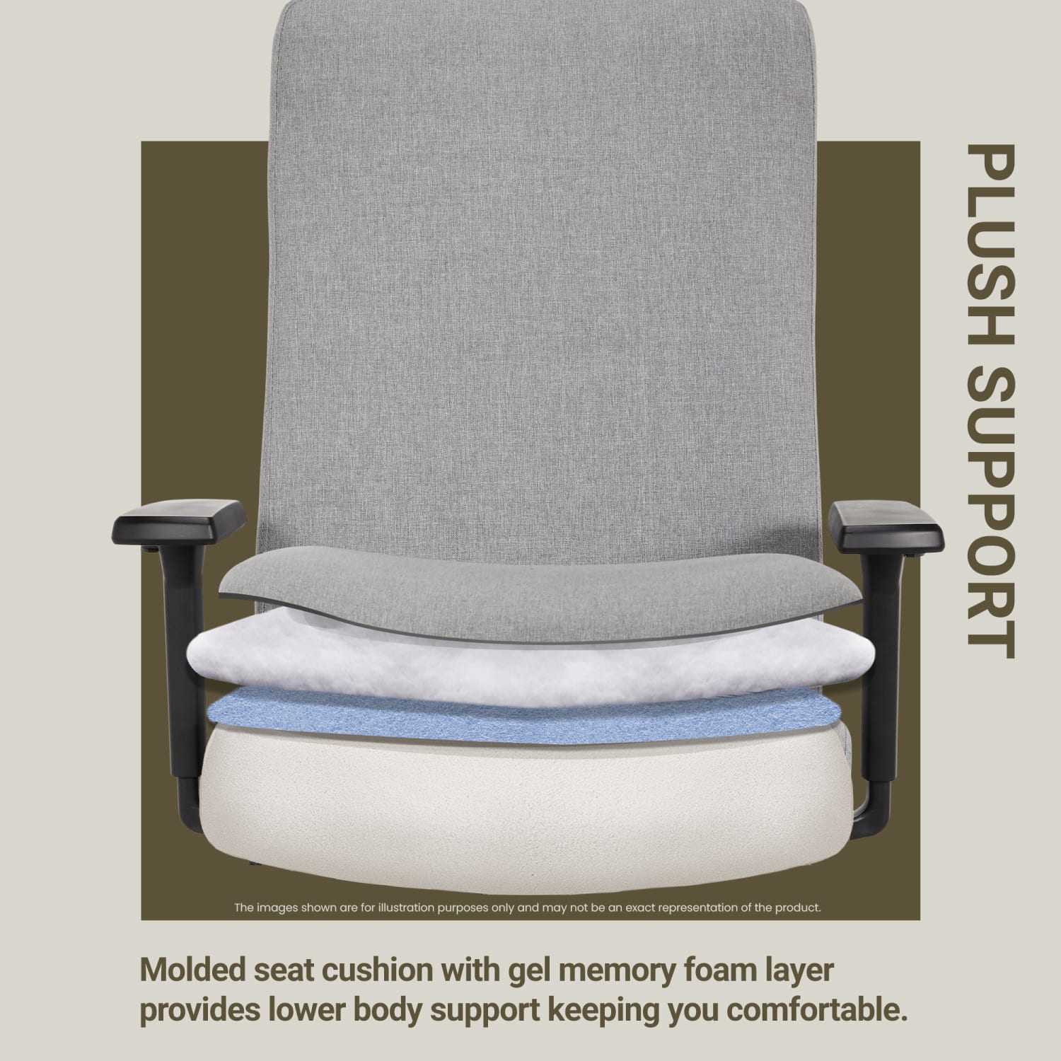 Serta Commercial Eco-2000 High-Back Ergonomic Fabric Chair, Gray - Image 11