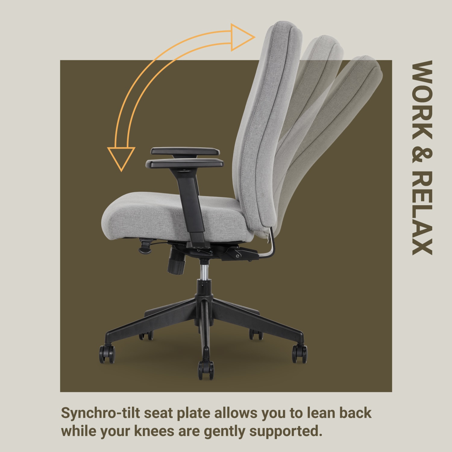 Serta Commercial Eco-2000 High-Back Ergonomic Fabric Chair, Gray - Image 12