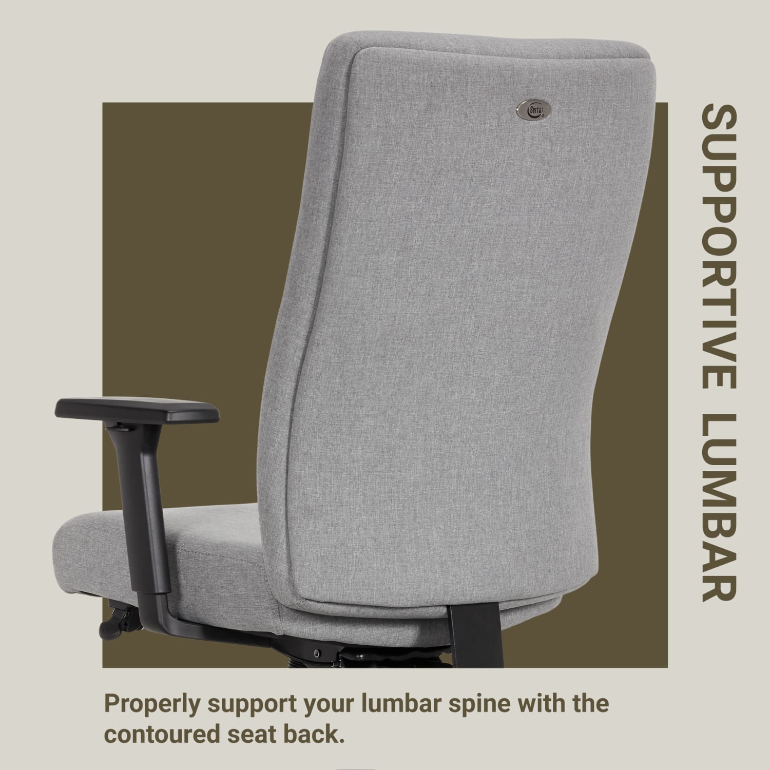 Serta Commercial Eco-2000 High-Back Ergonomic Fabric Chair, Gray - Image 13