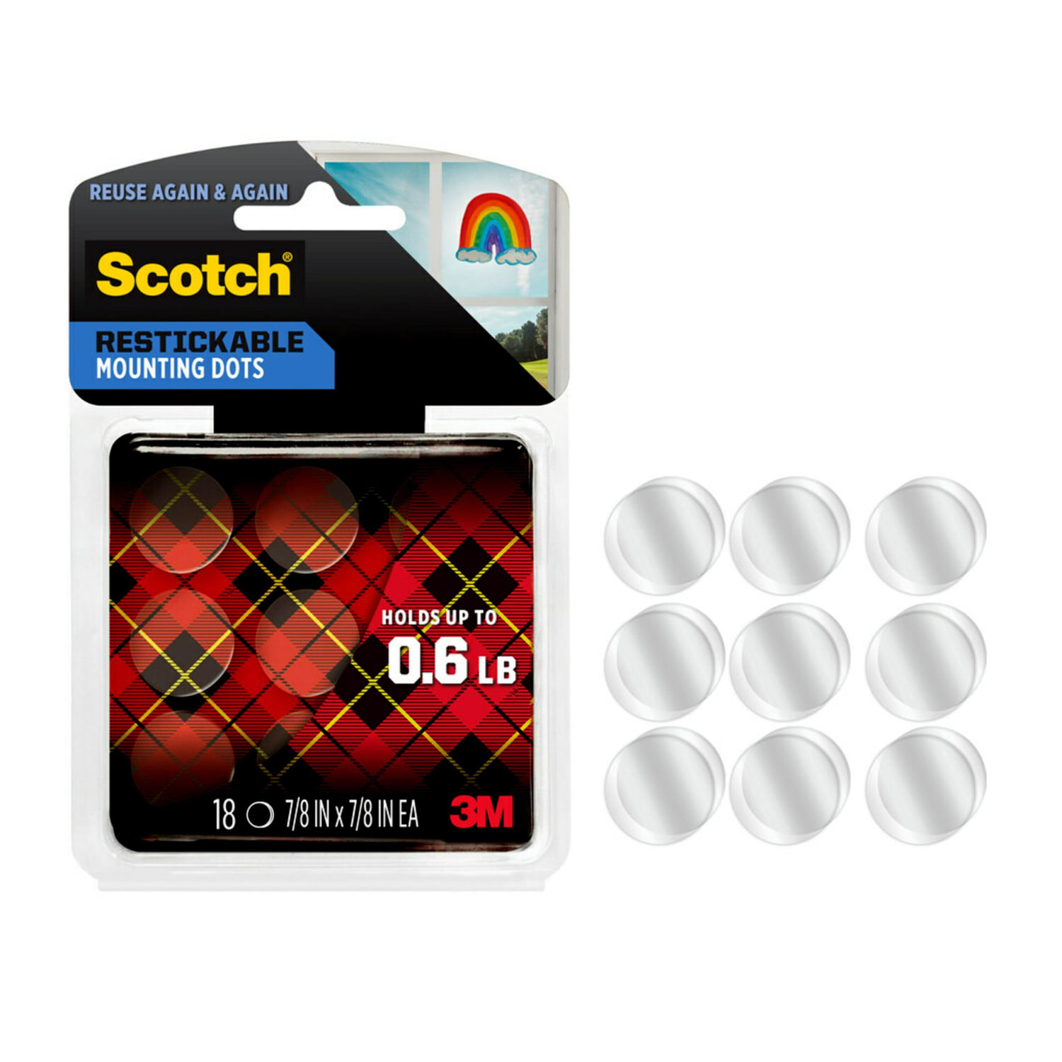 Scotch Restickable Mounting Dots, Clear Circles, Pack Of 18 - Image 3