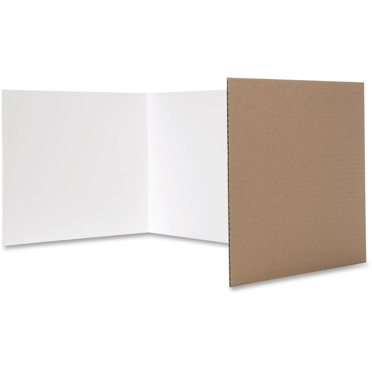 Flipside White Tri-fold Study Carrel - 48in Width x 12in Height - Corrugated - White - Image 3