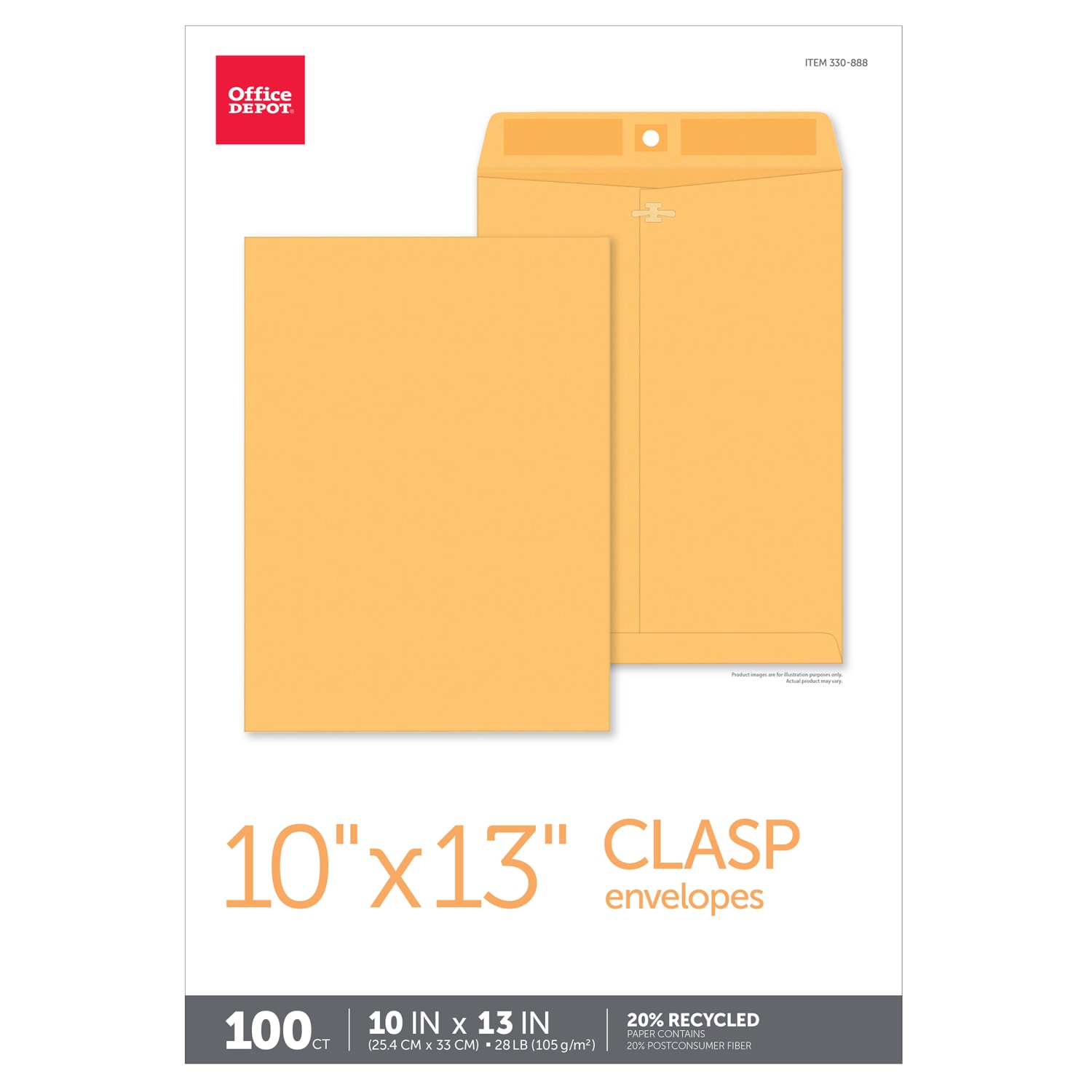 Office Depot Brand Manila Envelopes, 10in x 13in, Clasp Closure, Brown Kraft, Box Of 100 - Image 5