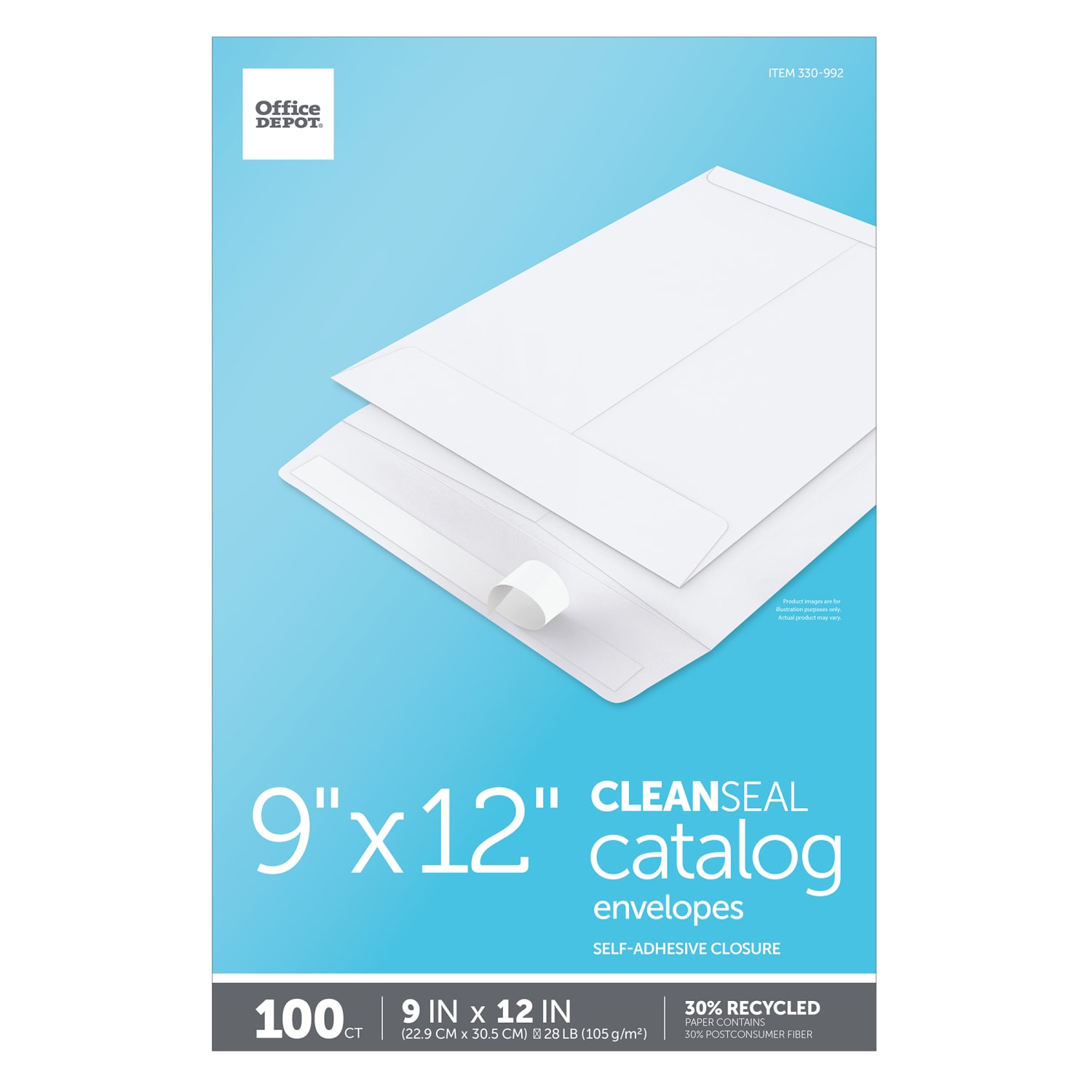 Office Depot Brand Catalog Envelopes, 9in x 12in, Clean Seal, 30% Recycled, White, Box Of 100 - Image 5