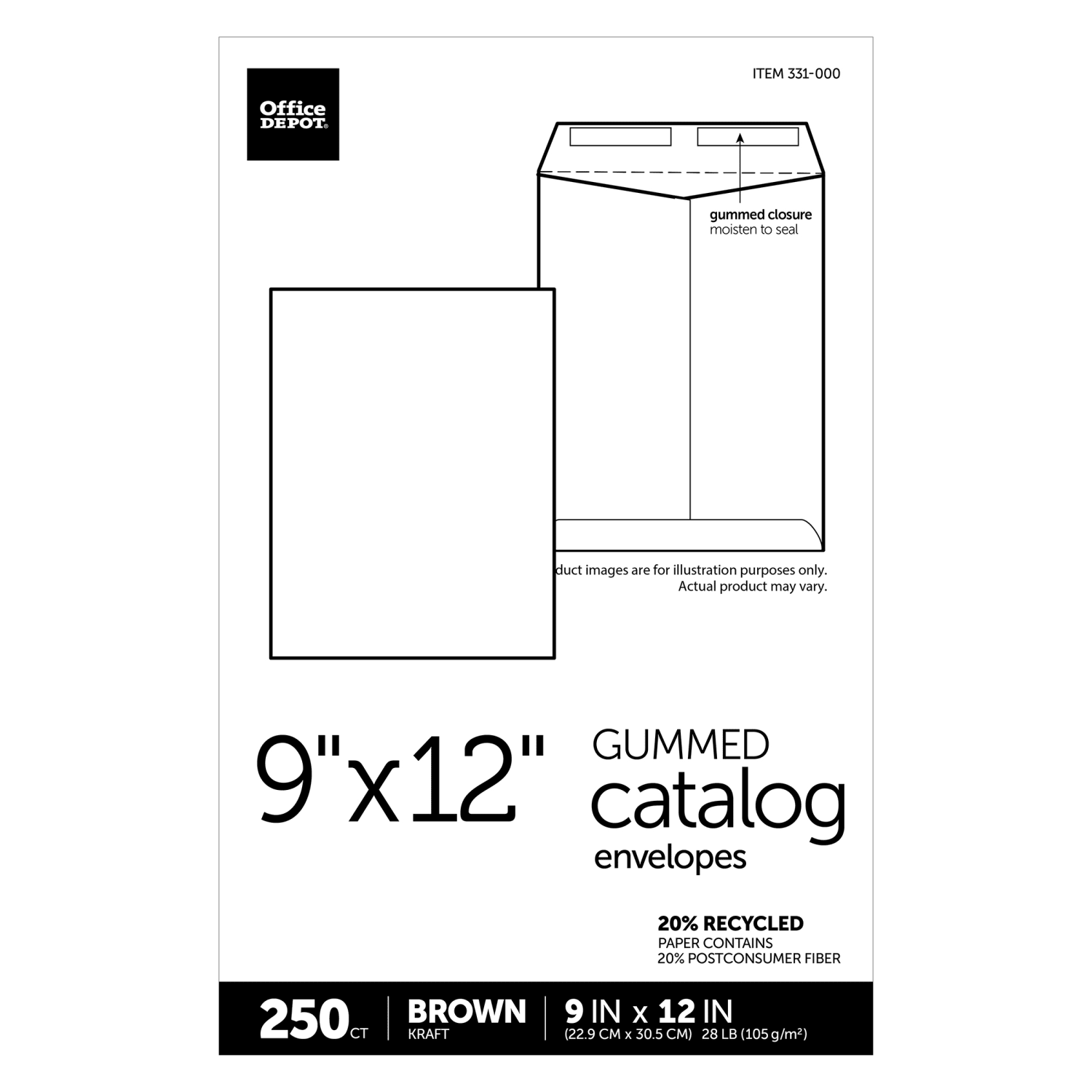 Office Depot Brand  9in x 12in Manila Catalog Envelopes, Gummed Seal, Brown Kraft, Box Of 250 - Image 5